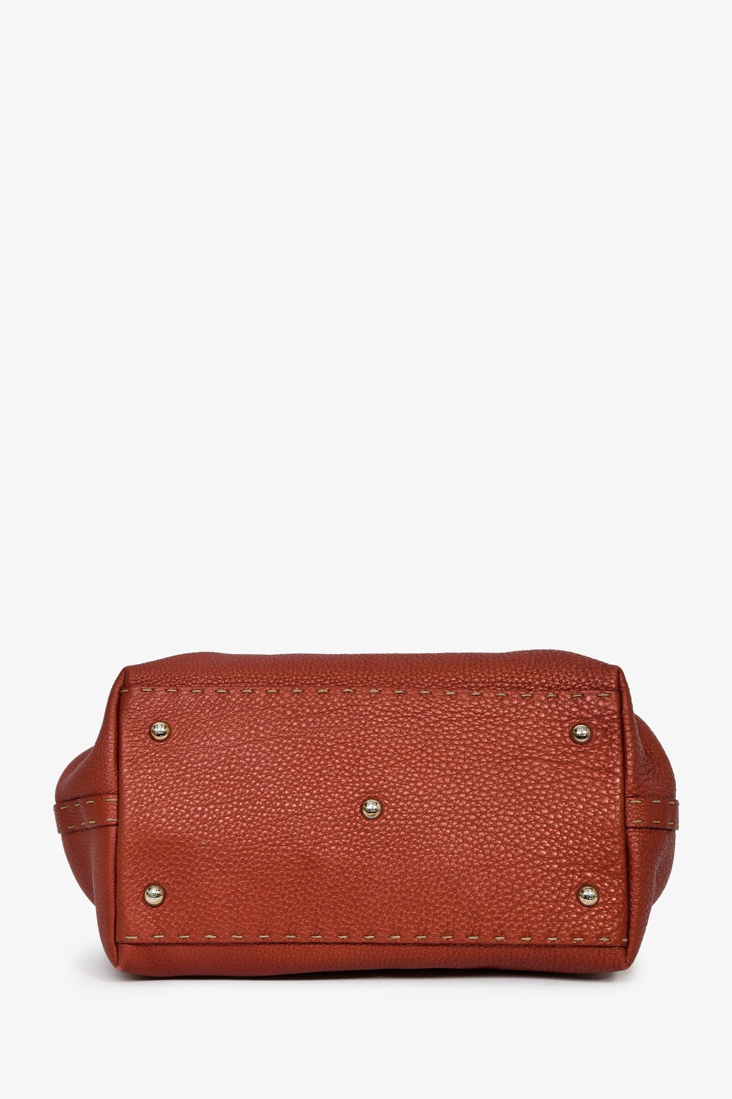 Fendi Red Leather Selleria Top Handle Bag