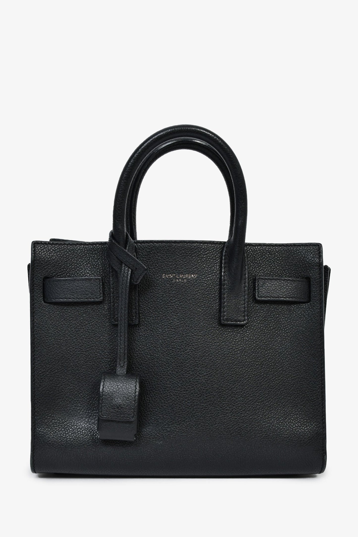 Saint Laurent Black Grained Leather Nano 'Sac de Jour' with Strap