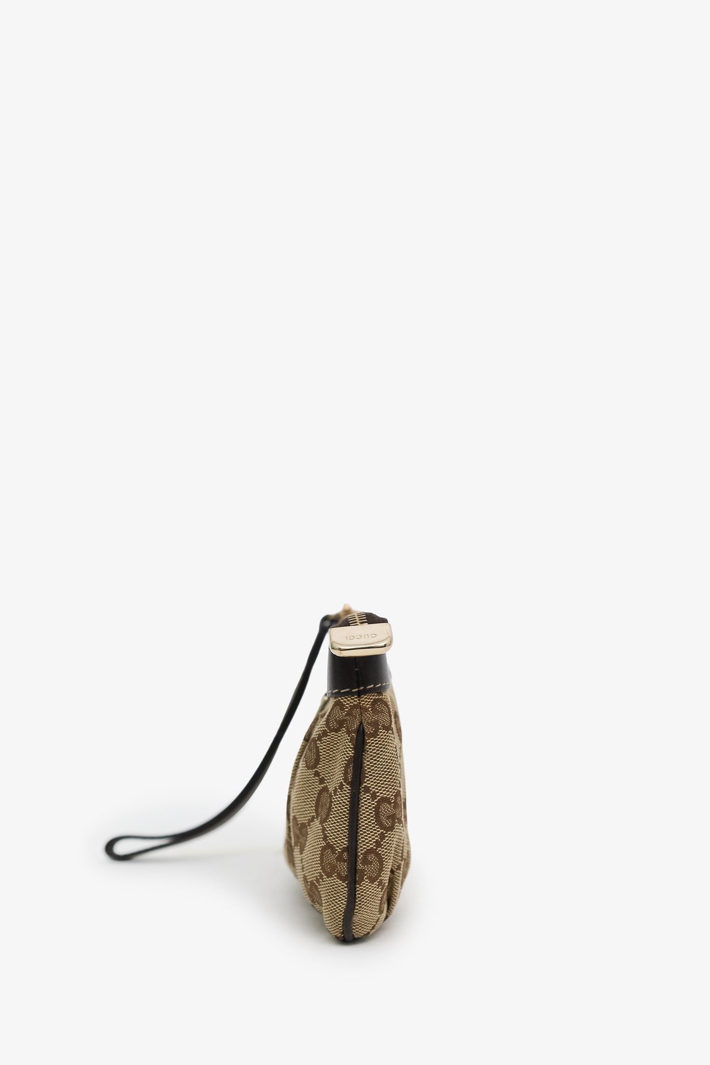 Gucci Beige/Ebony GG Canvas D-Ring Wristlet Pochette Bag