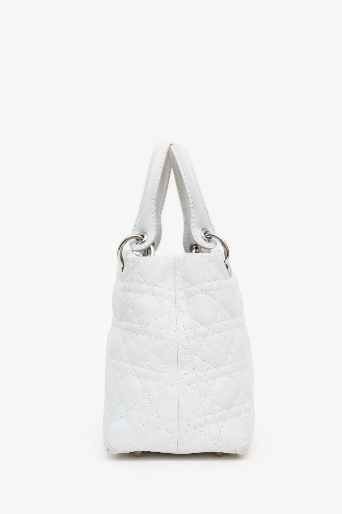 Christian Dior 2007 White Cannage Leather Soft Lady Dior Tote