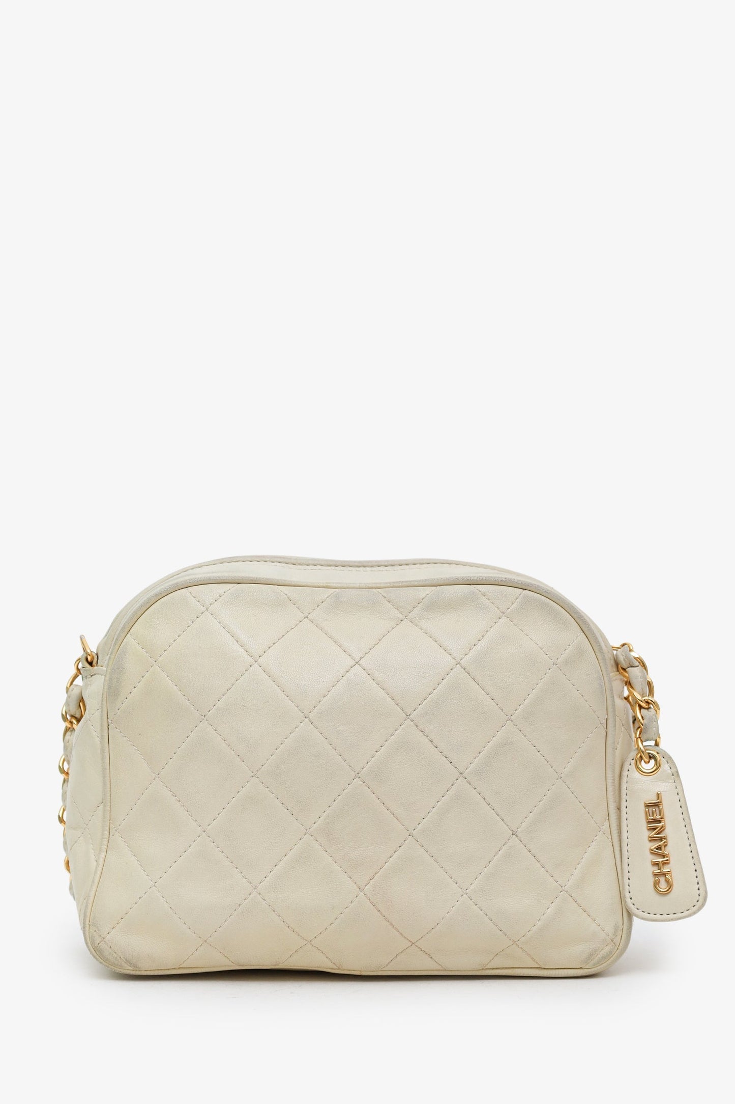 Chanel™ 1994-96 Cream Quilted Lambskin CC Mini Camera Bag
