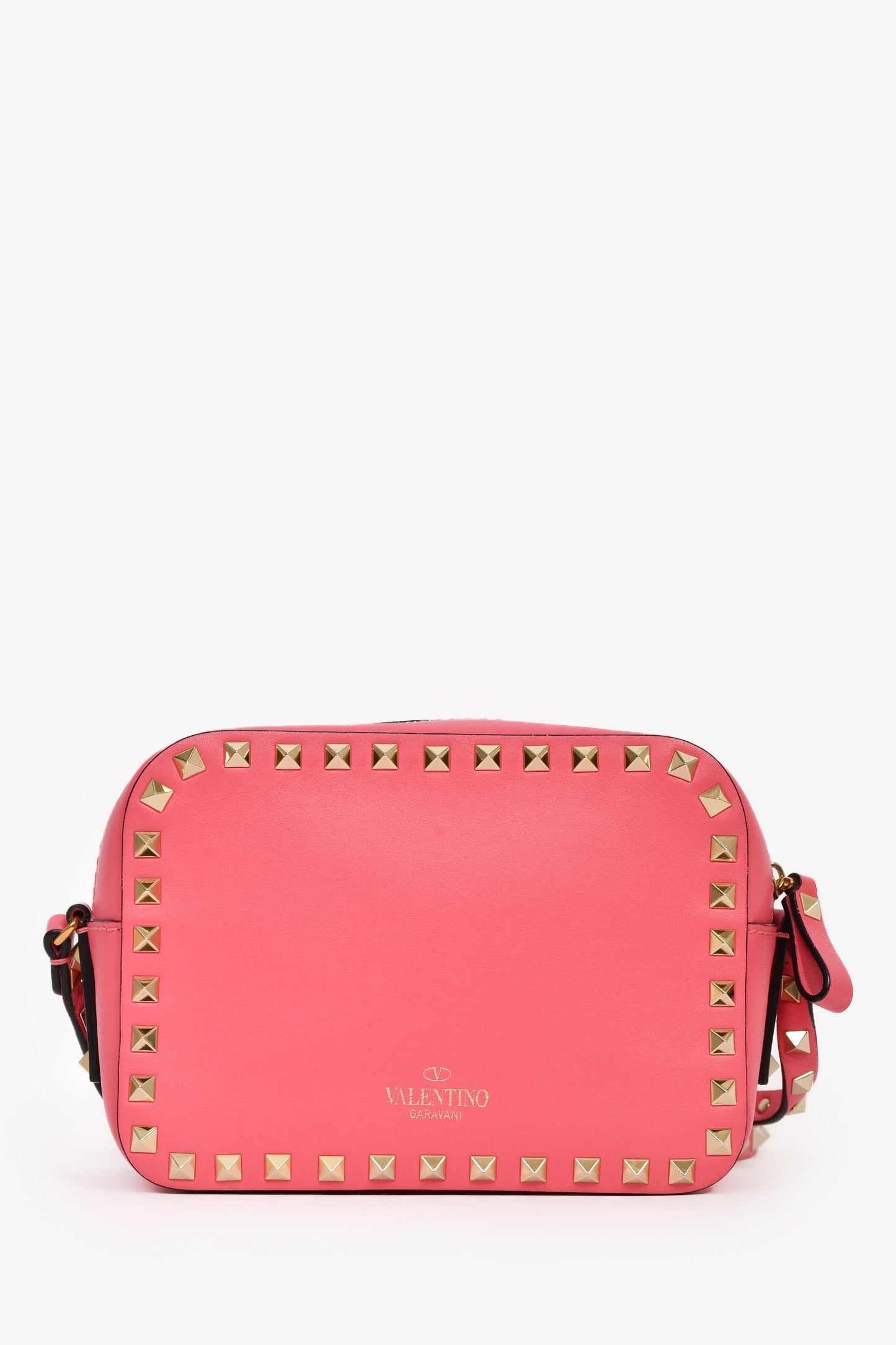 Valentino Pink Leather Rockstud Camera Bag