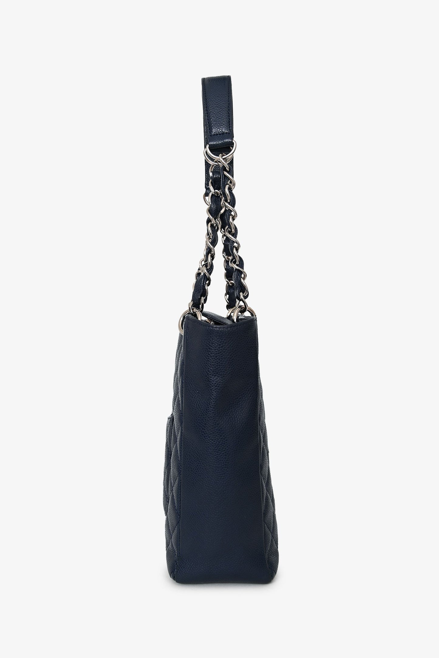 Chanel™ 2009 10 Navy Caviar Petite Shopping Tote SHW
