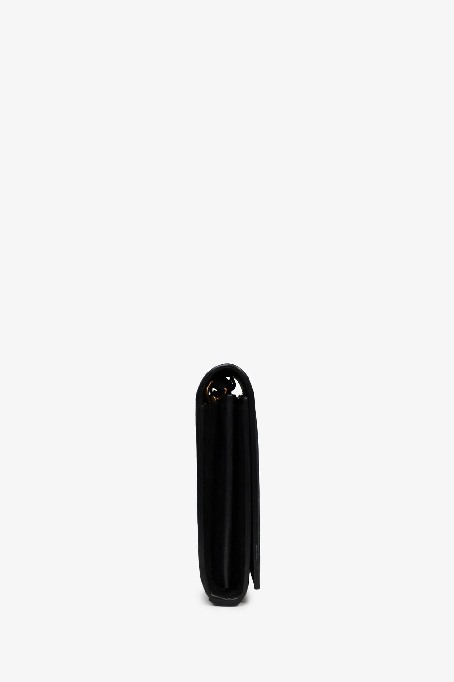 Saint Laurent Black Suede Croc Embossed Cassandre Wallet On Chain Crossbody