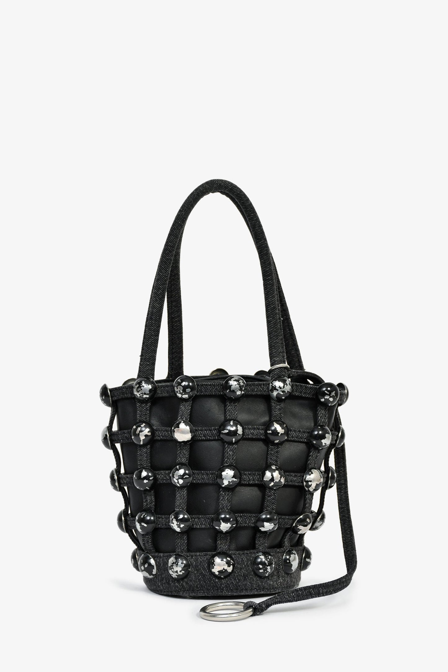 Alexander Wang Grey Denim Studded Mini Bucket Bag