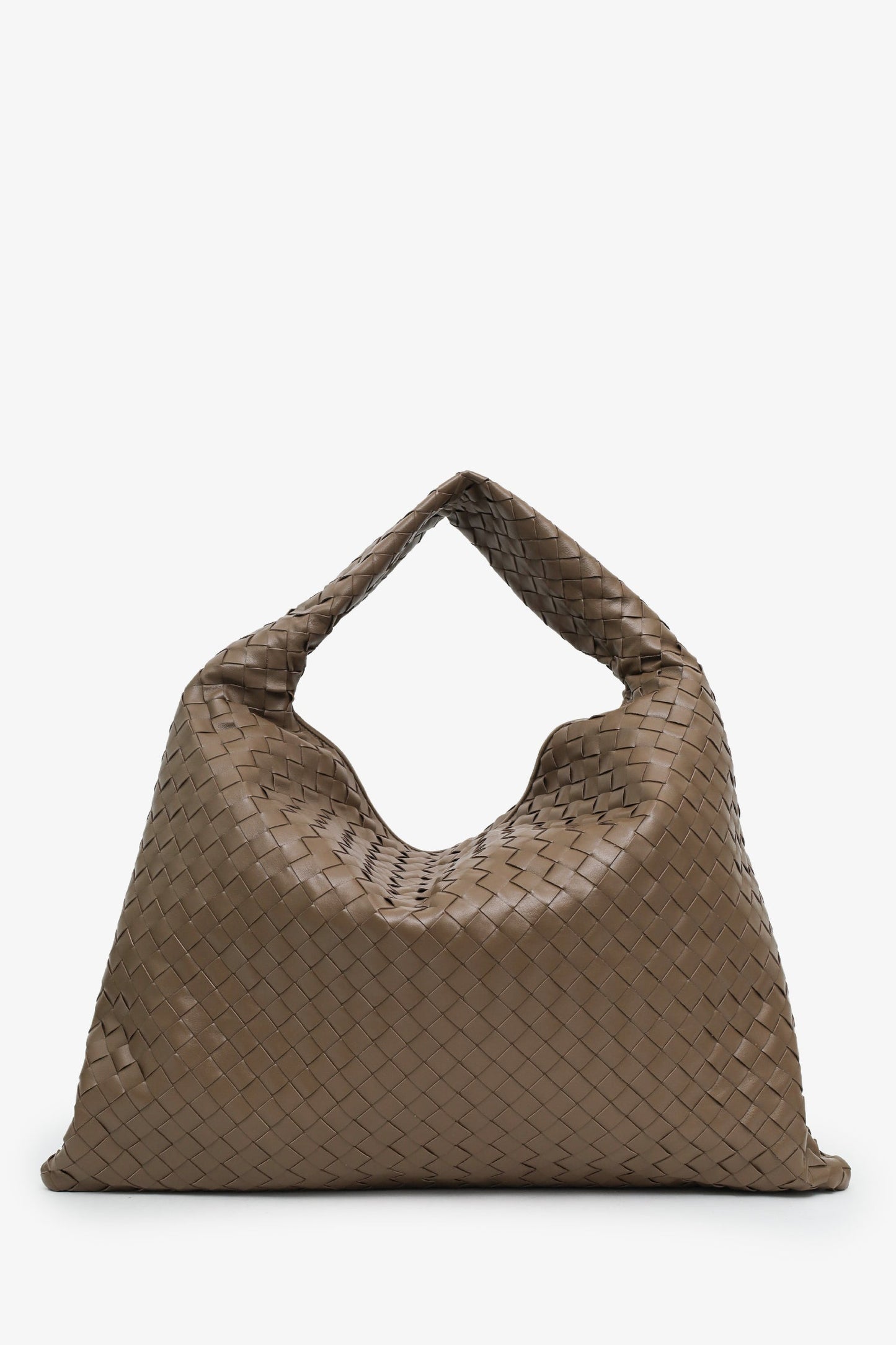 Bottega Veneta Beige Intrecciato Woven Calfskin Leather Large 'Hop' Bag