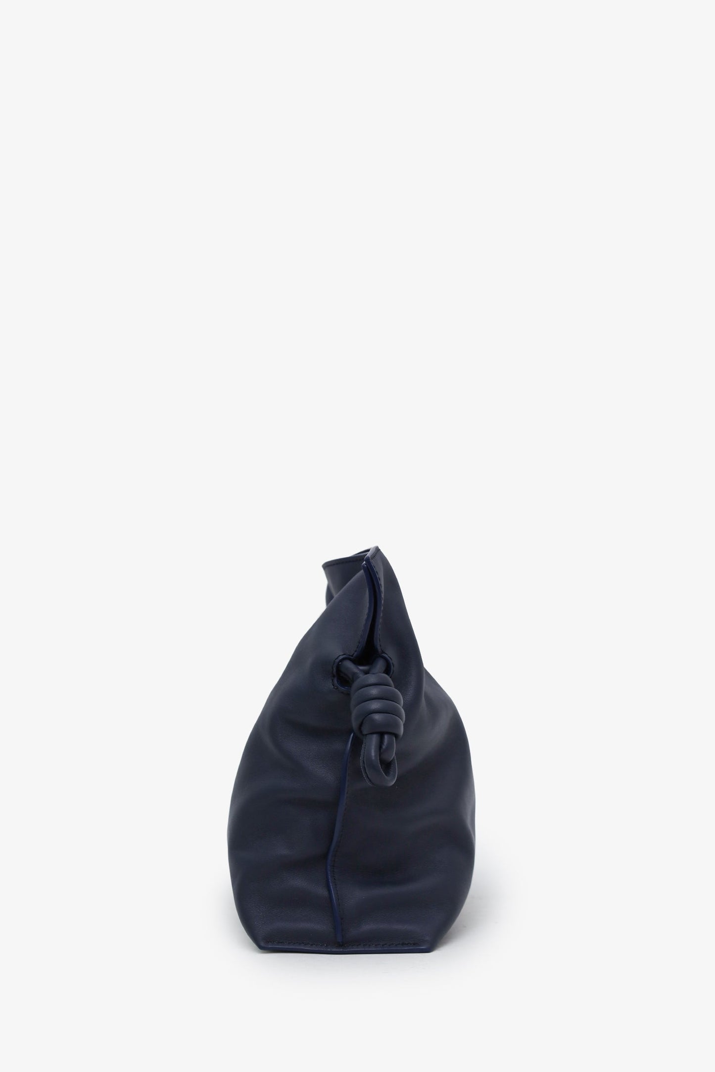 Loewe Navy Leather Medium Flamenco Leather Clutch With Extra Canvas And Woven Spiral Straps