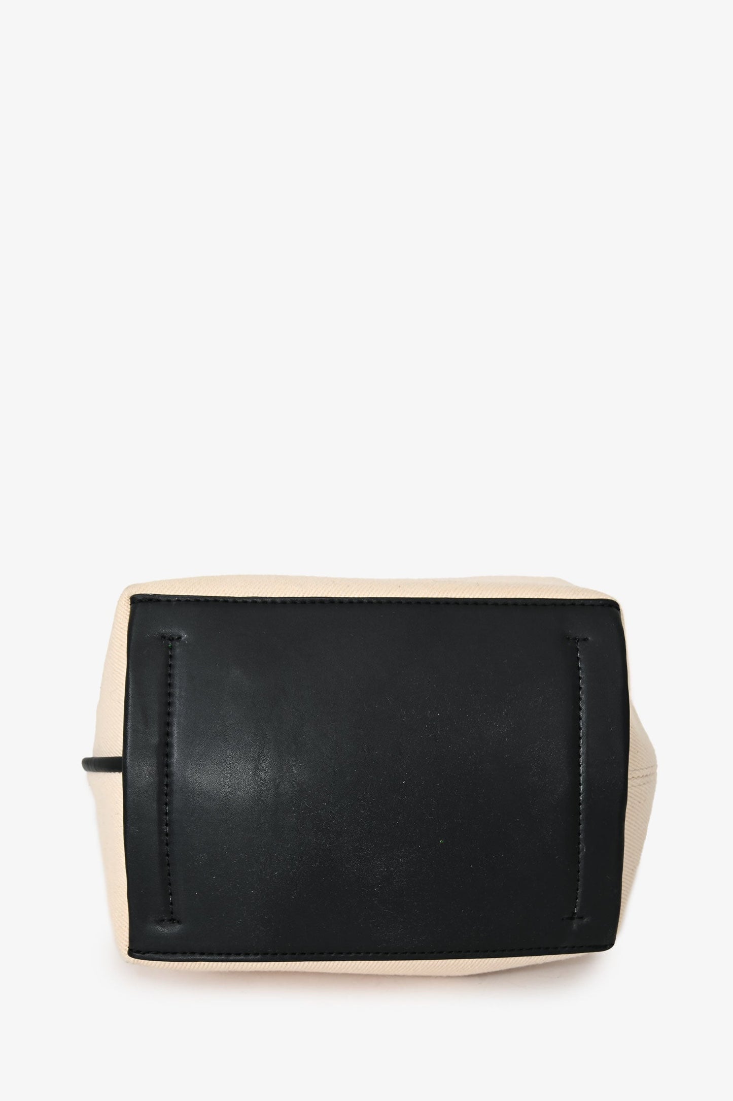 JW Anderson Cream Cotton Canvas Black Leather Bucket Bag