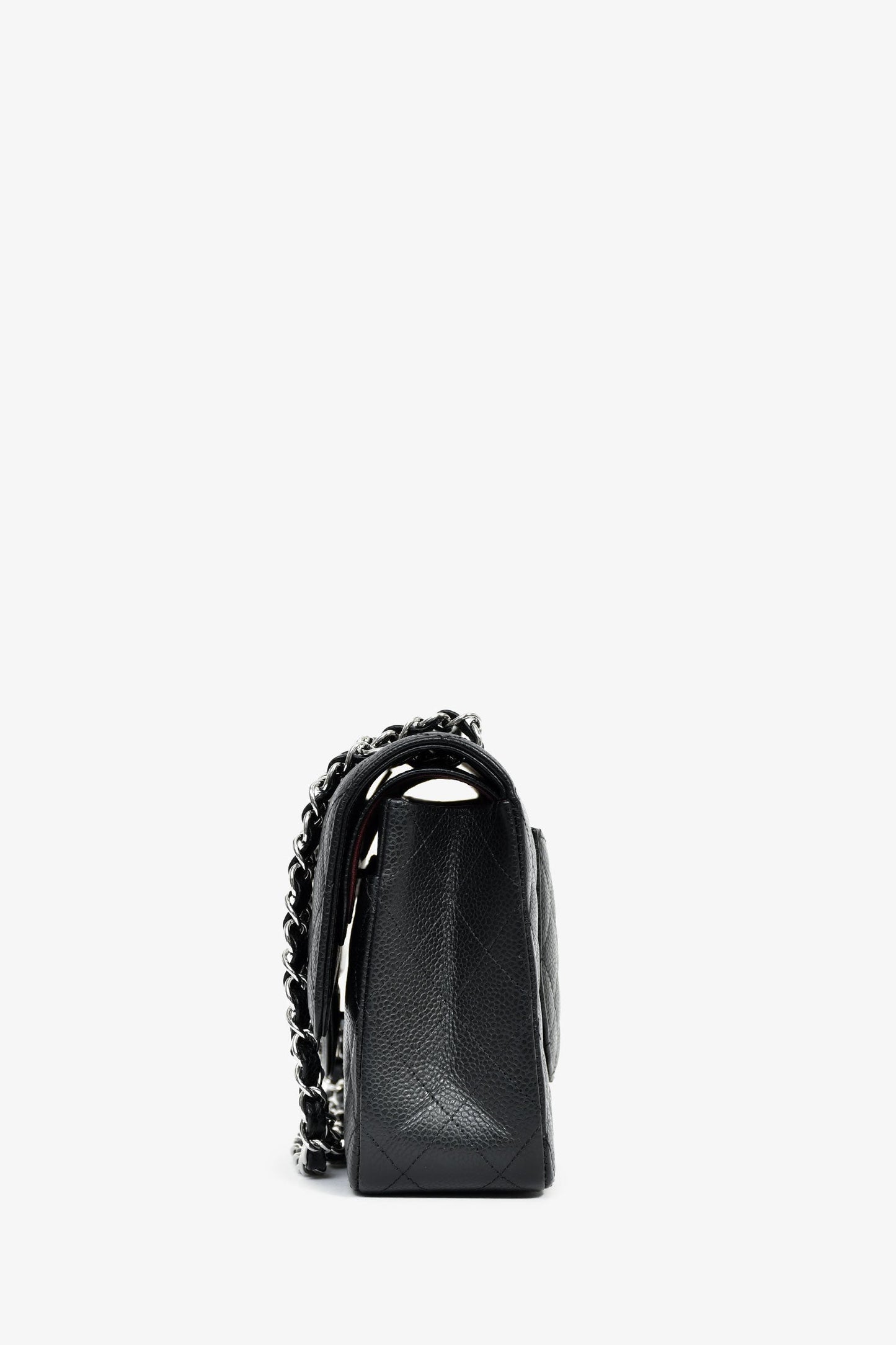 Chanel™ 2021+ Black Caviar Leather CC Classic Medium Double Flap SHW