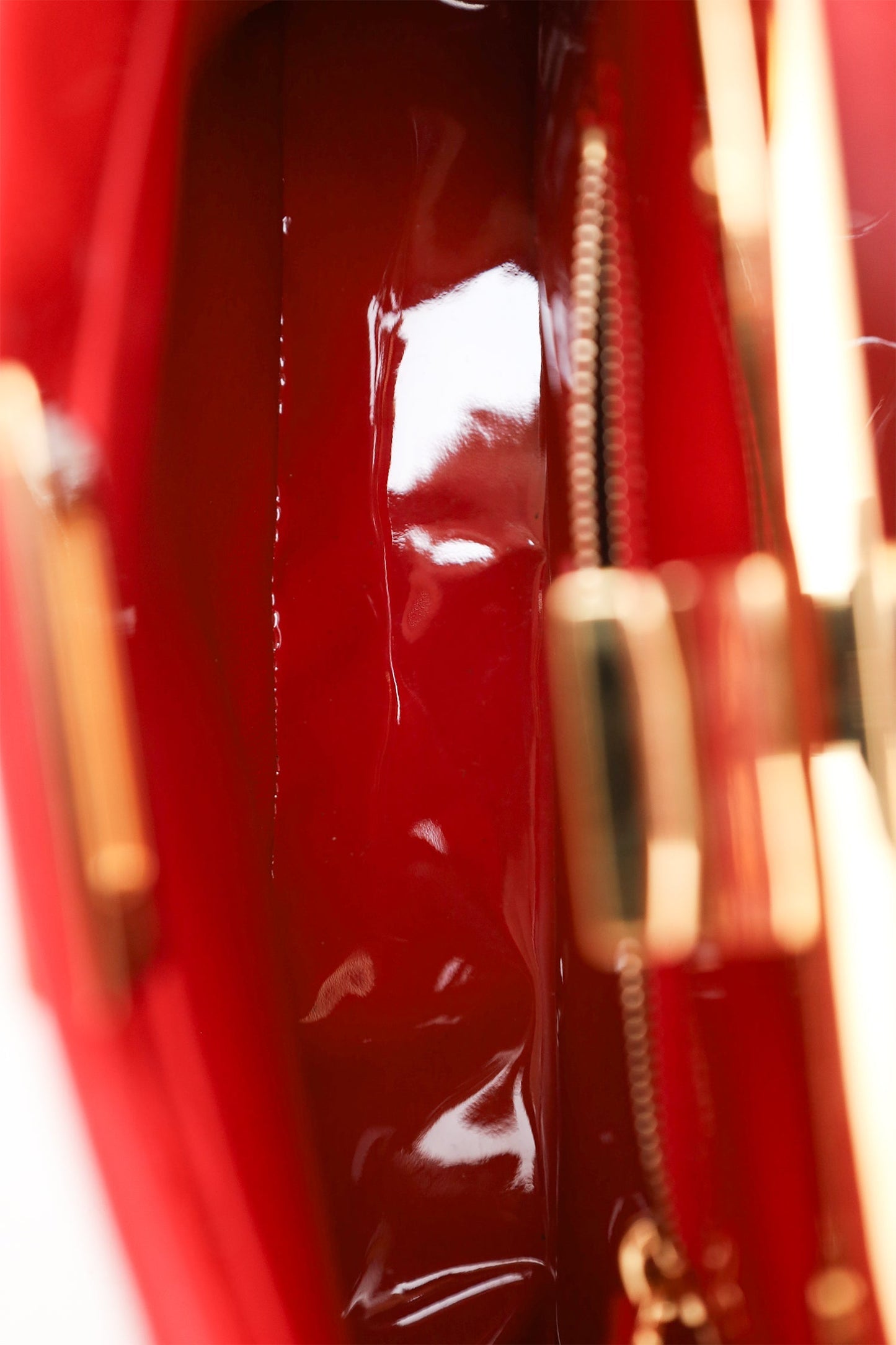 Fendi Red Patent Leather Peekaboo Mini Satchel Bag With Strap