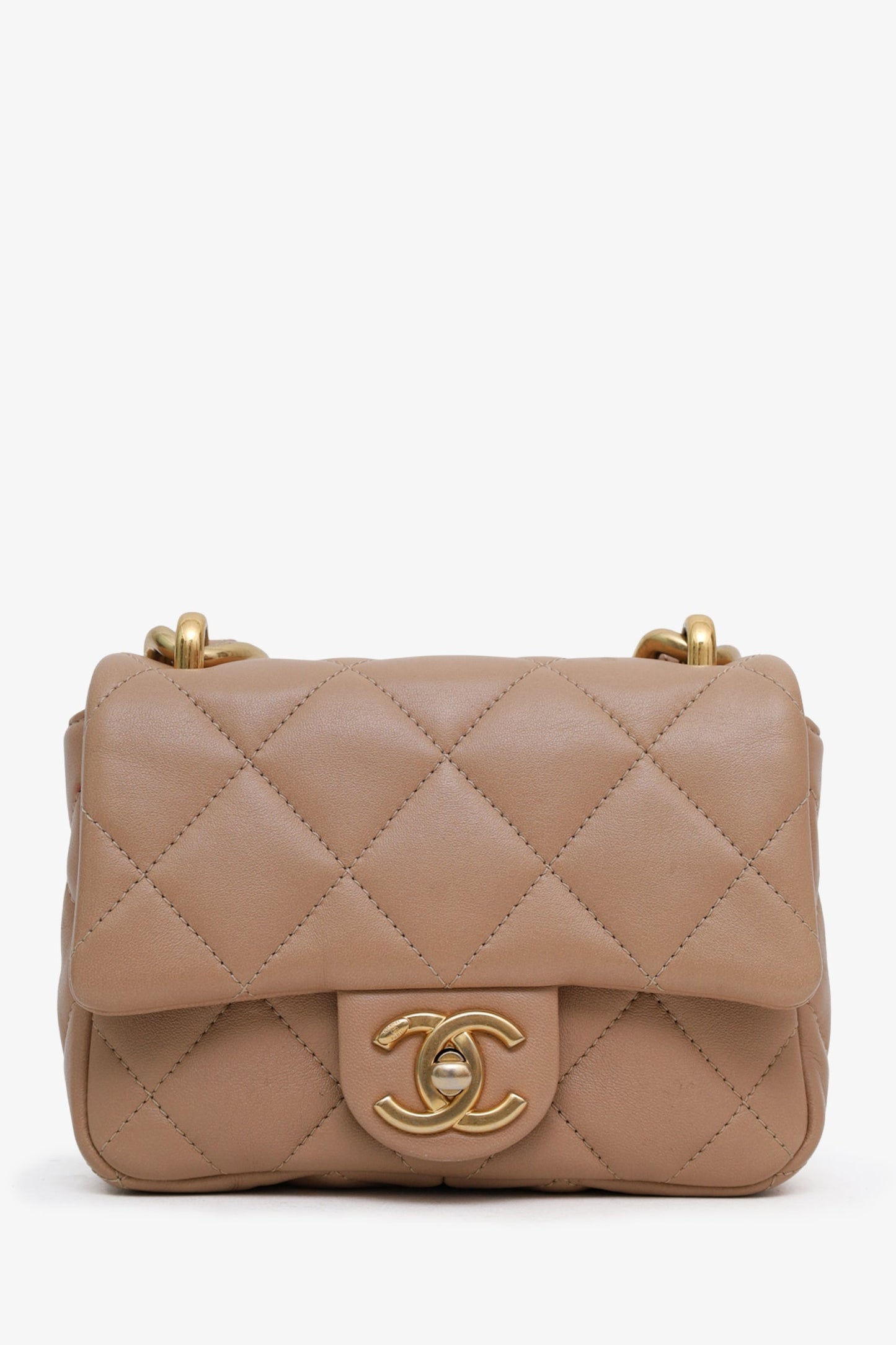 Chanel™ 2022 Spring Summer Beige Lambskin Small Funky Town Flap Shoulder Bag