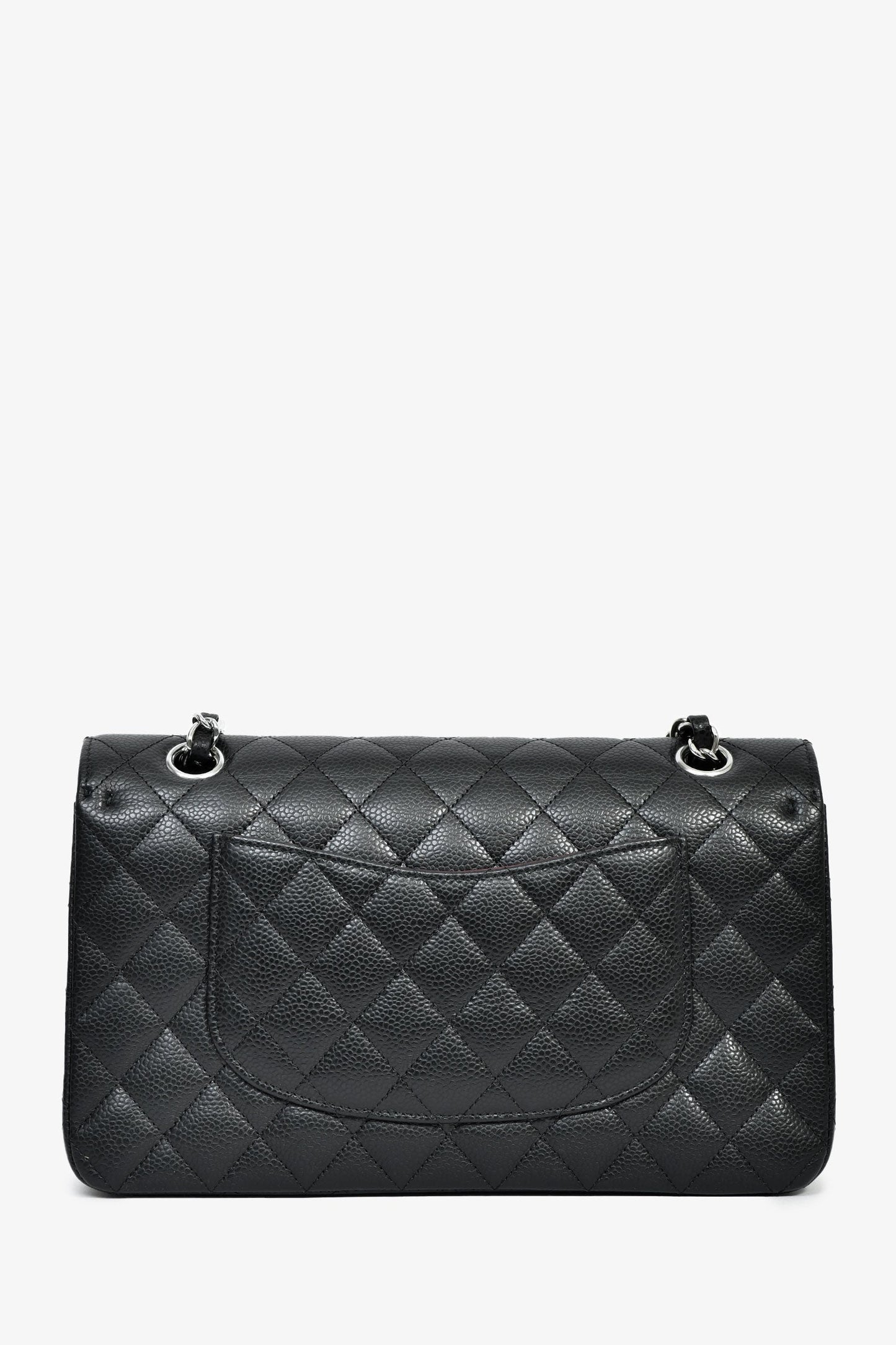 Chanel™ 2021+ Black Caviar Leather CC Classic Medium Double Flap SHW