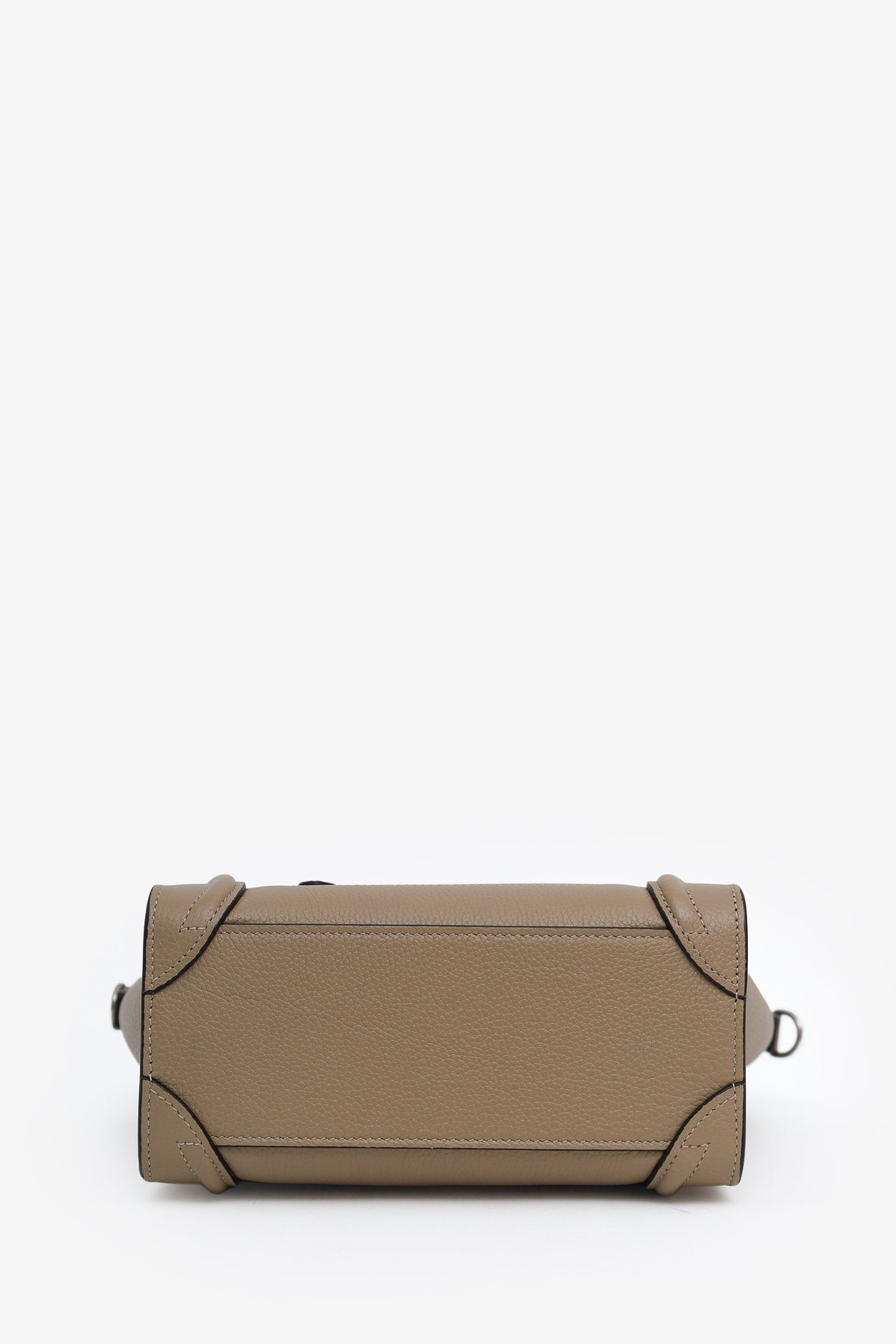 Celine Taupe Leather Nano Luggage Bag With Strap