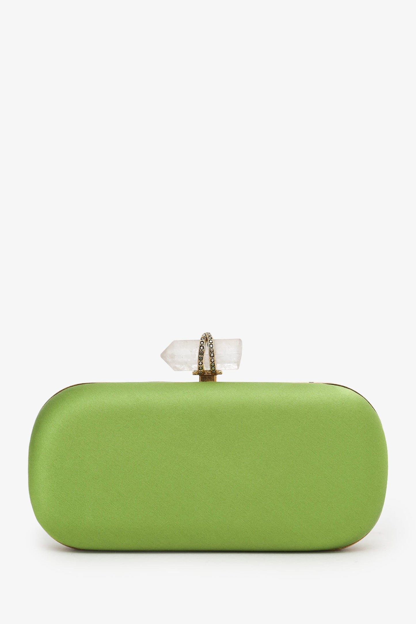 Marchesa Green Satin Lily Clutch