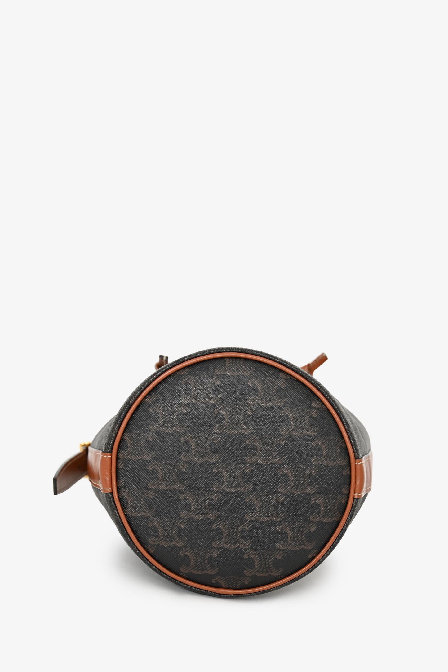 Celine Brown Triomphe Monogram Canvas Small Drawstring Bucket Bag