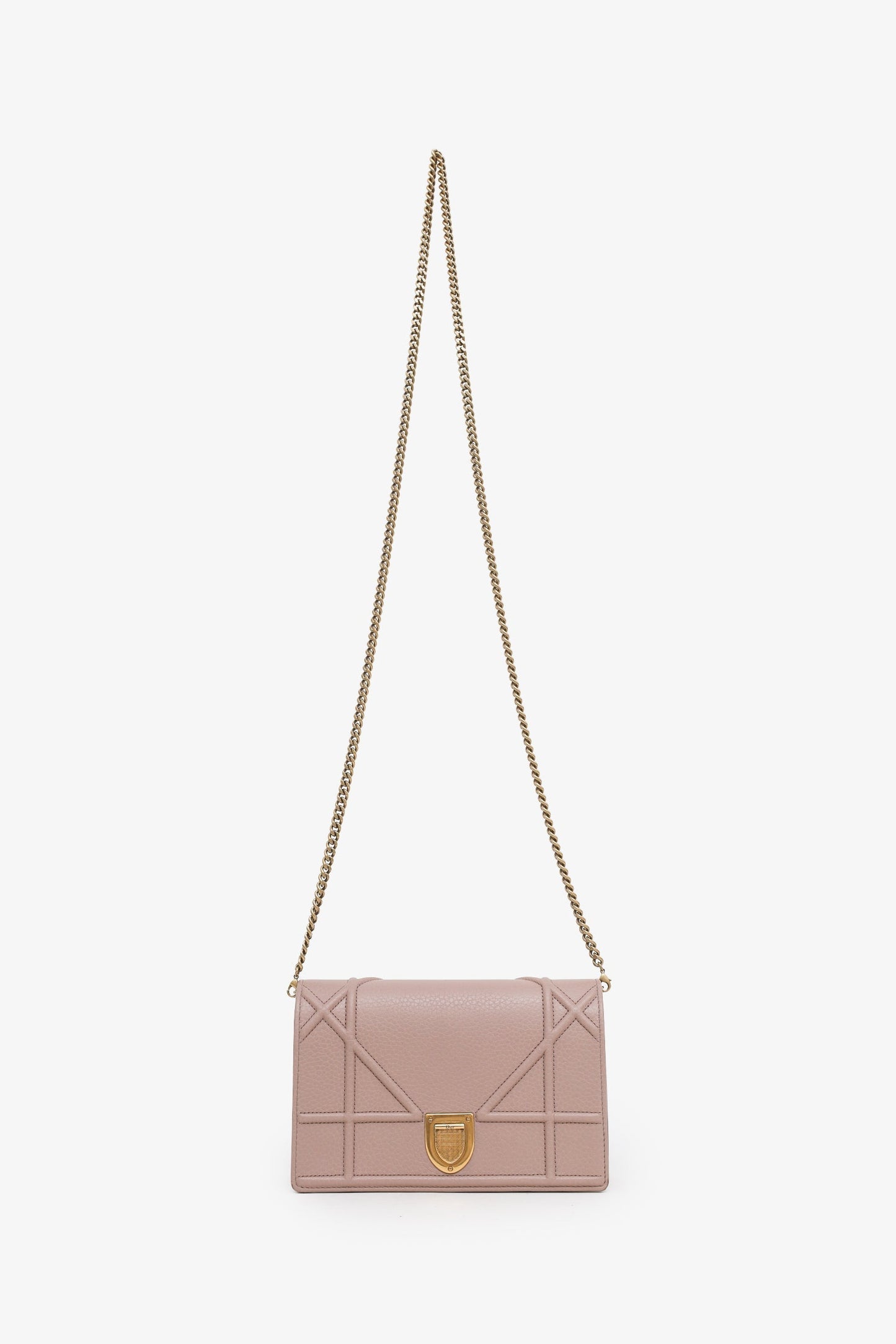 Christian Dior 2017 Pink Leather Diorama Wallet On Chain