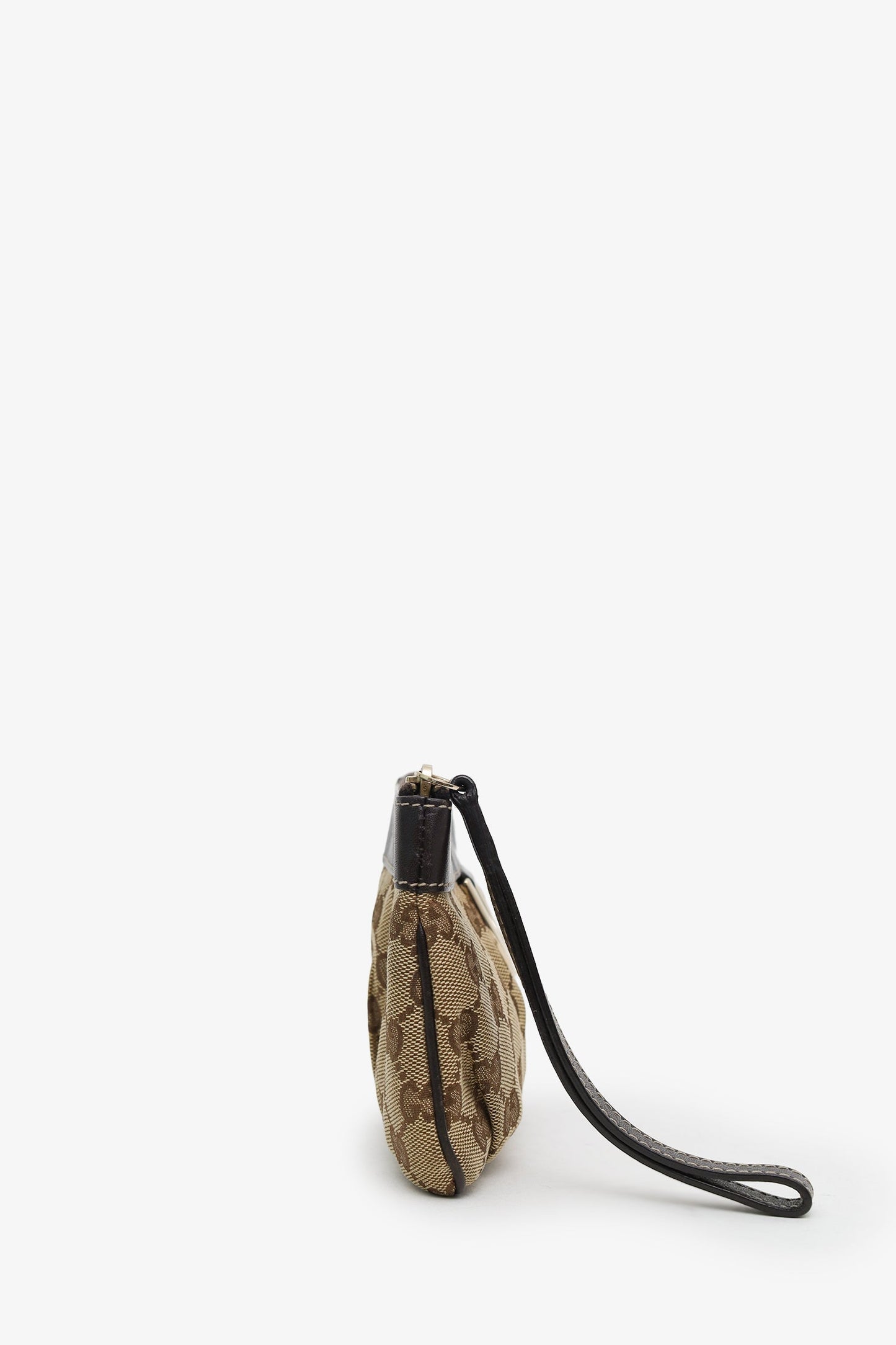 Gucci Beige/Ebony GG Canvas D-Ring Wristlet Pochette Bag