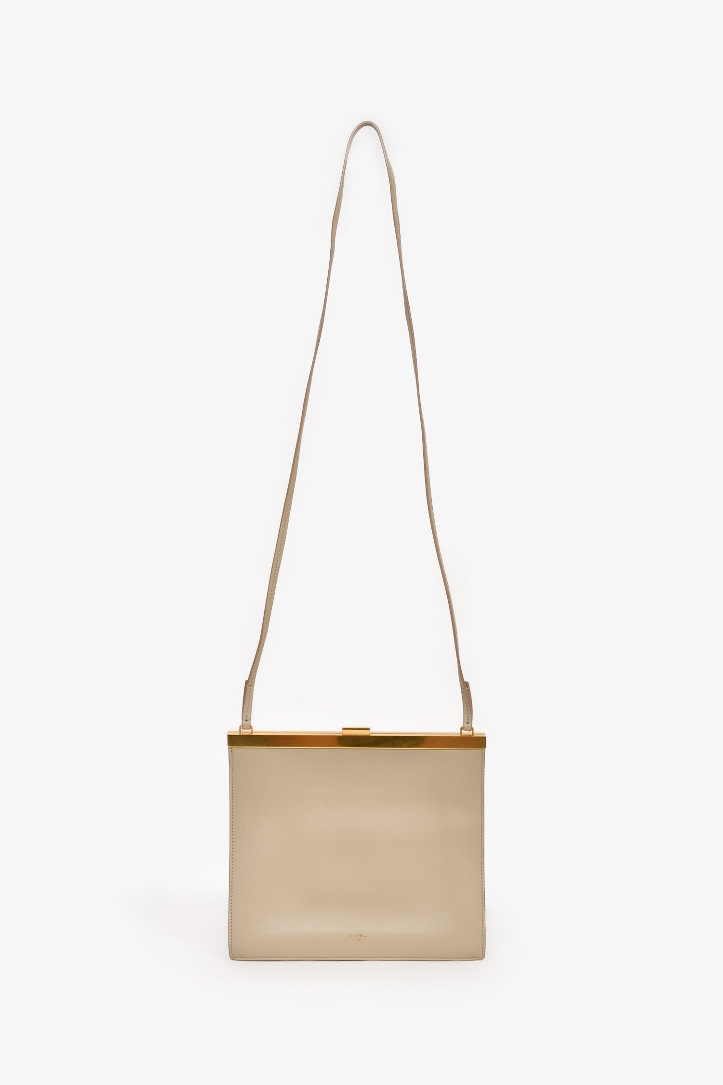 Celine Beige Calfskin Leather 'Mini Clasp' Crossbody Bag