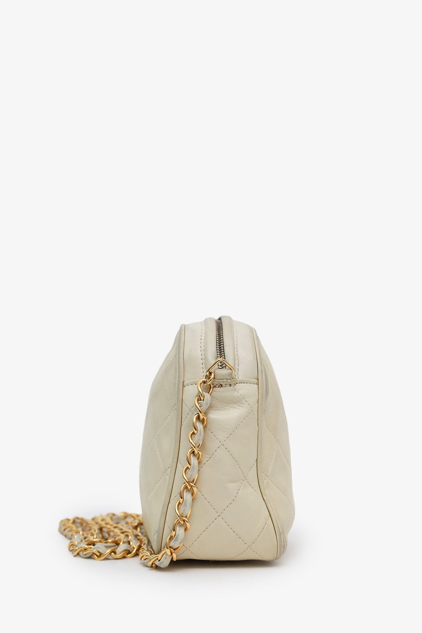 Chanel™ 1994-96 Cream Quilted Lambskin CC Mini Camera Bag