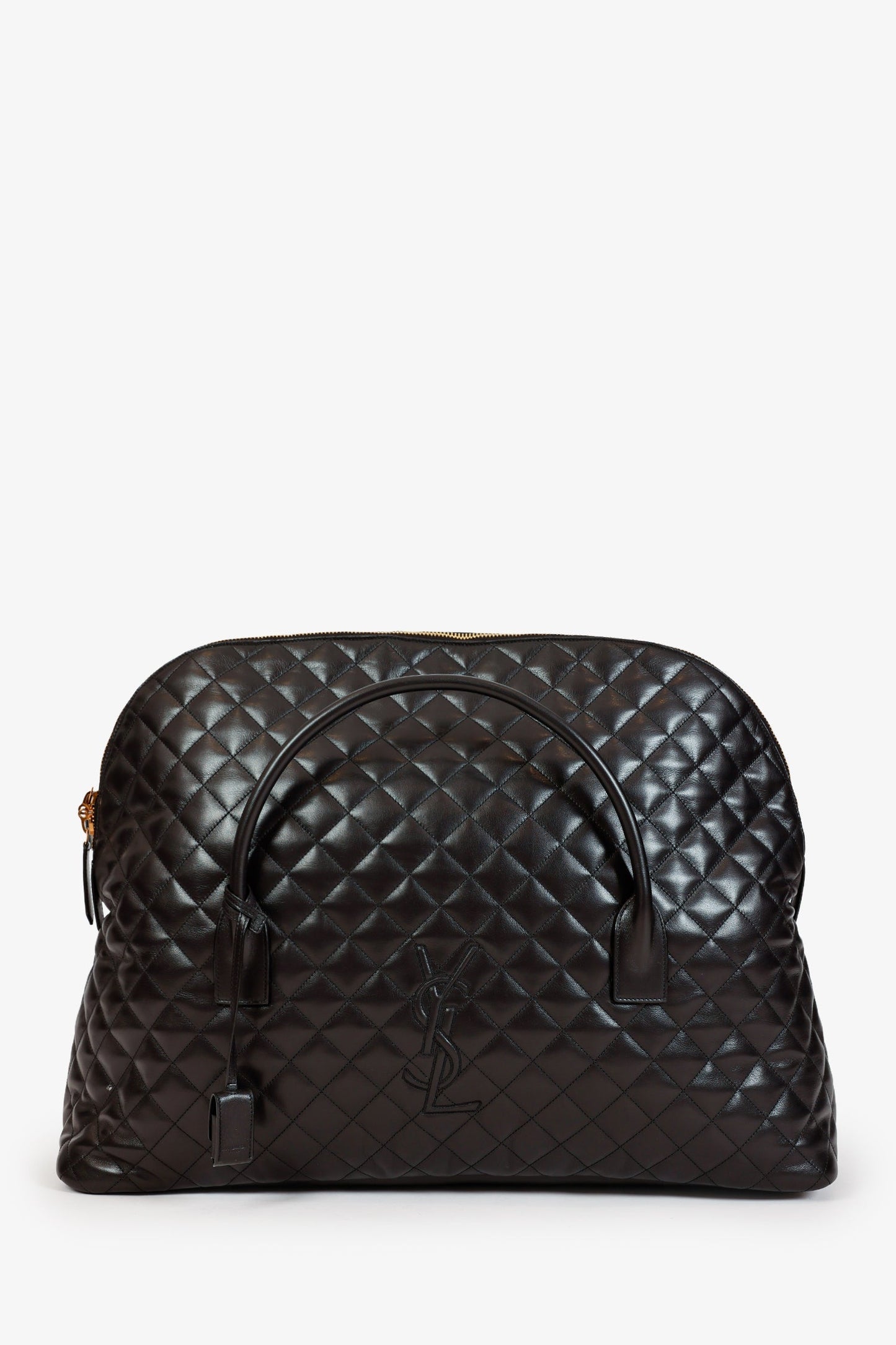 Saint Laurent Black Calfskin Quilted ES Giant Travel Bag With Strap