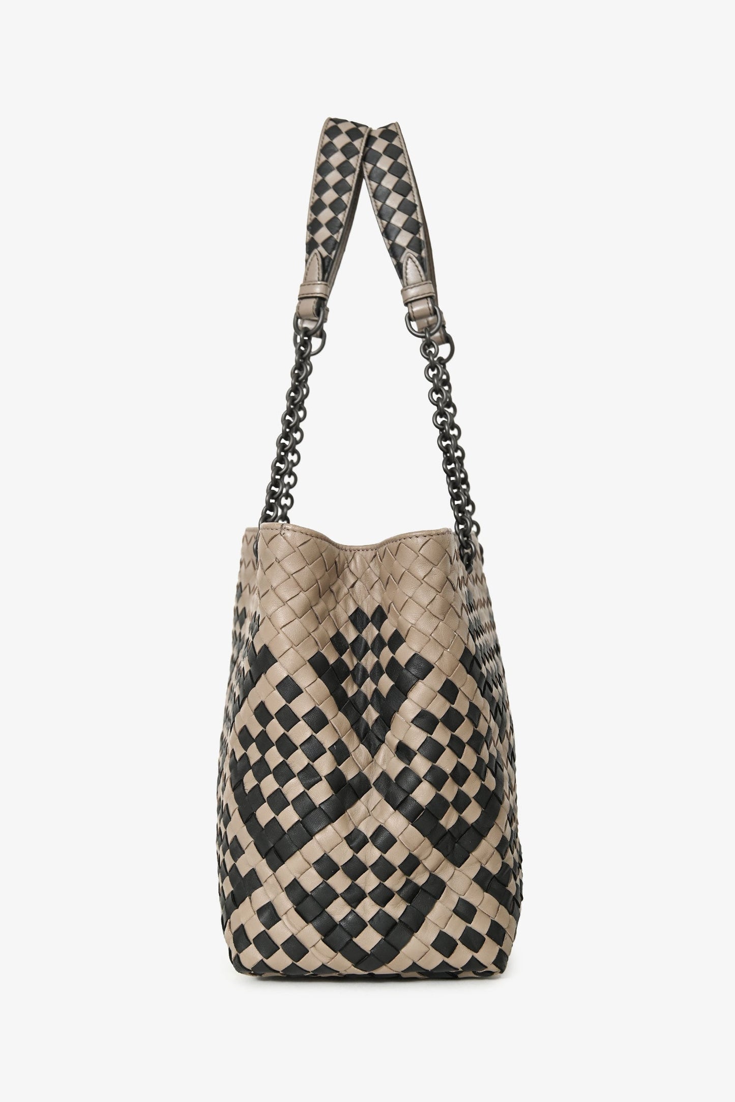 Bottega Veneta Beige/Black Intrecciato Medium Pavone Tote