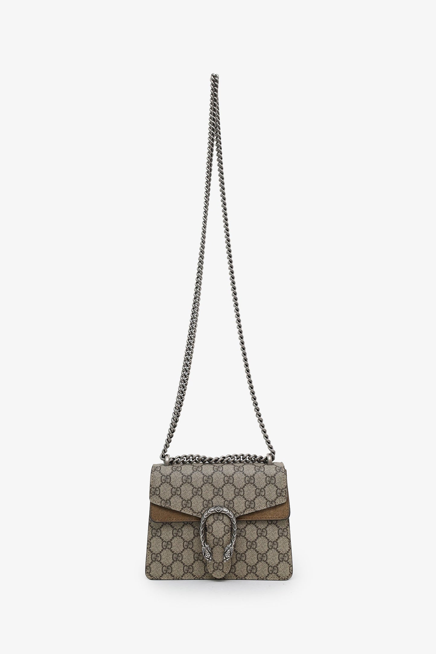 Gucci Beige Canvas Leather Mini Dionysus Chain Shoulder Bag