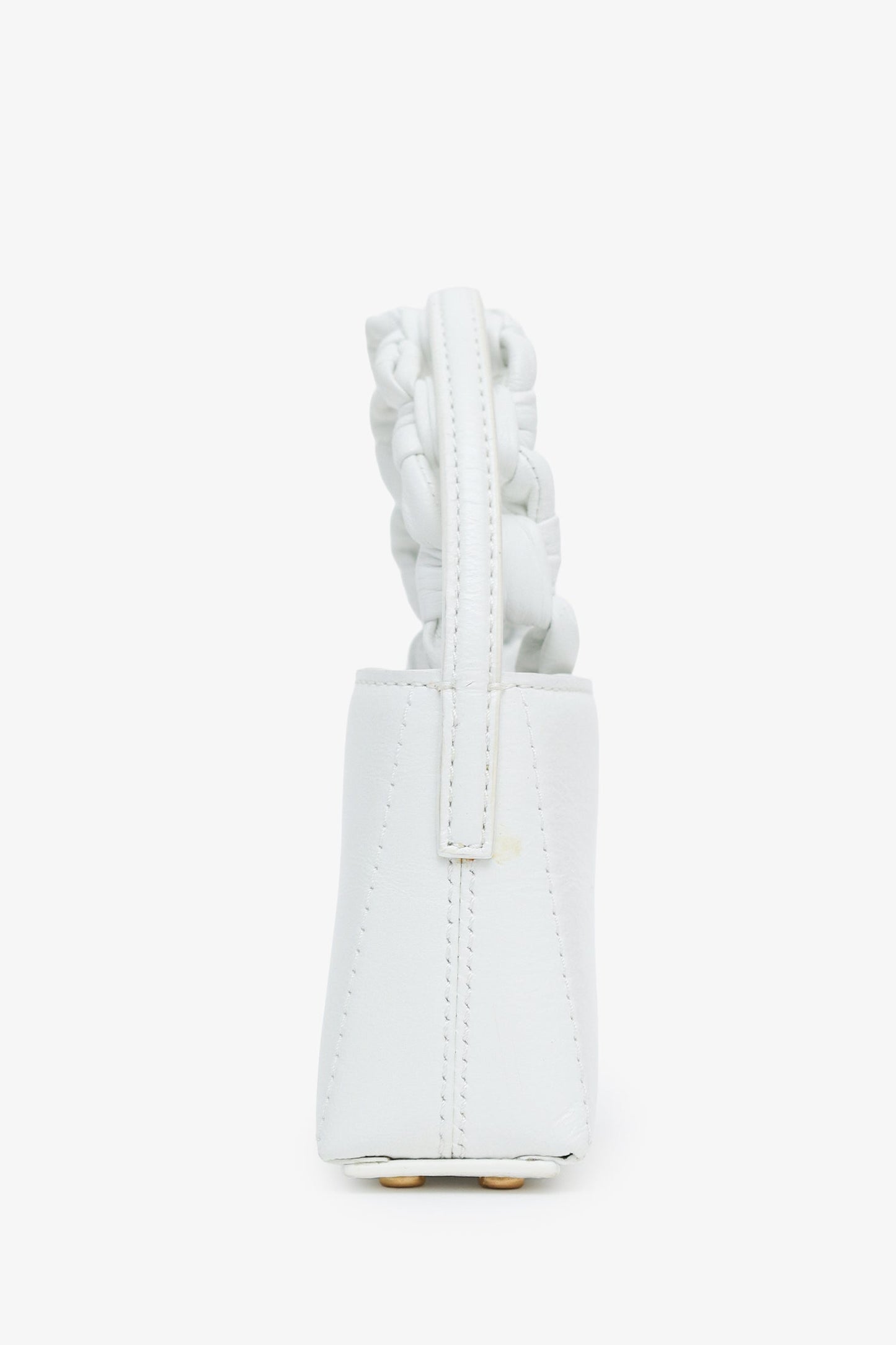 Jacquemus White Leather Braided Top Handle Micro Bag