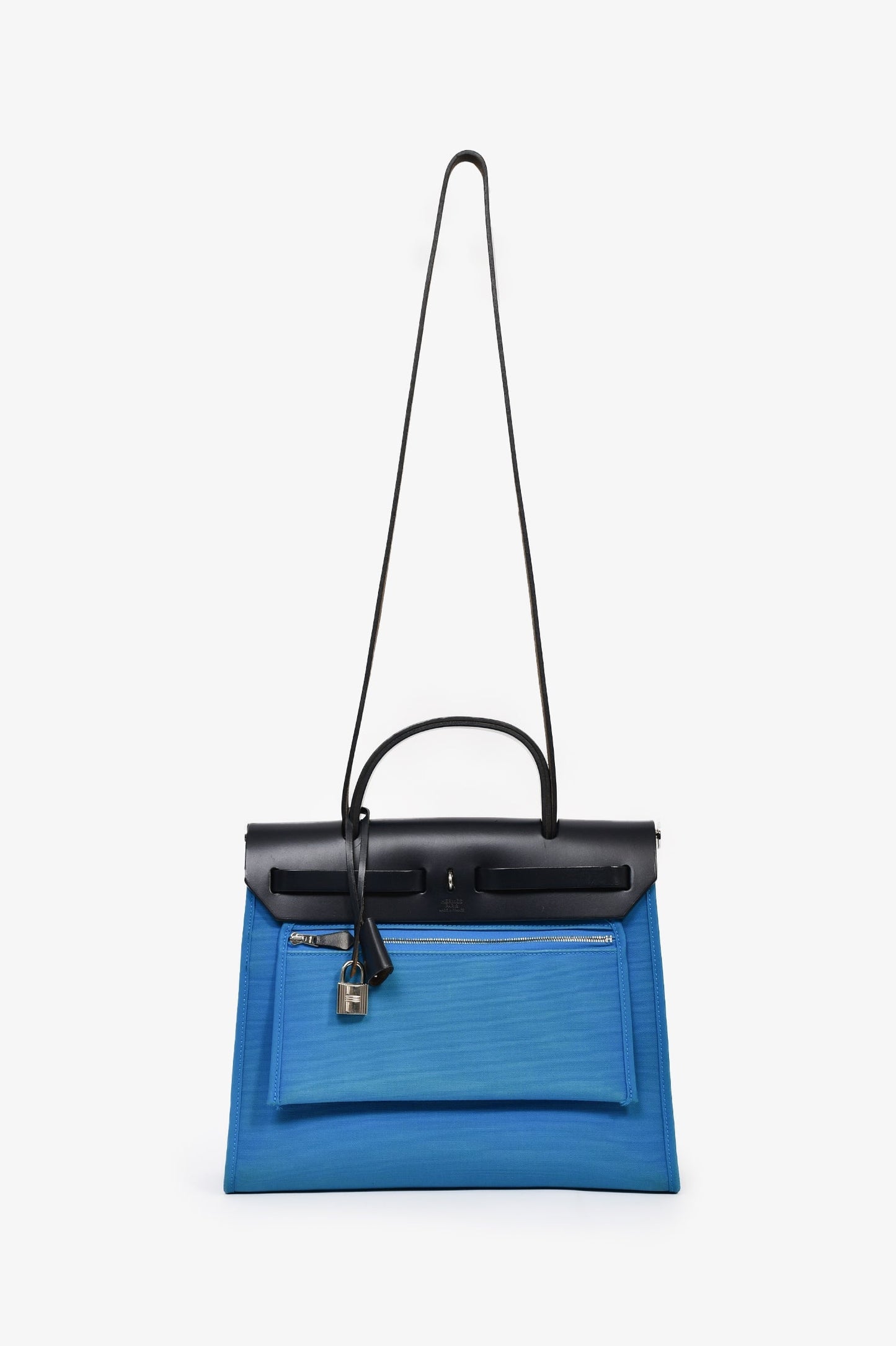 Hermès 2016 Blue/Black Canvas Leather Herbag 31 with Pouch