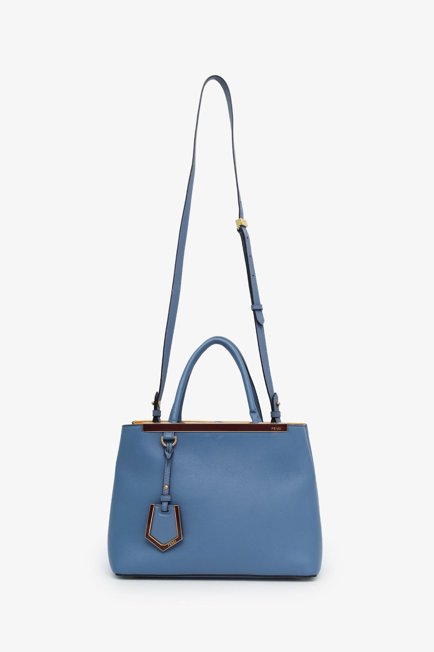 Fendi Blue Leather 2jours Top Handle With Strap