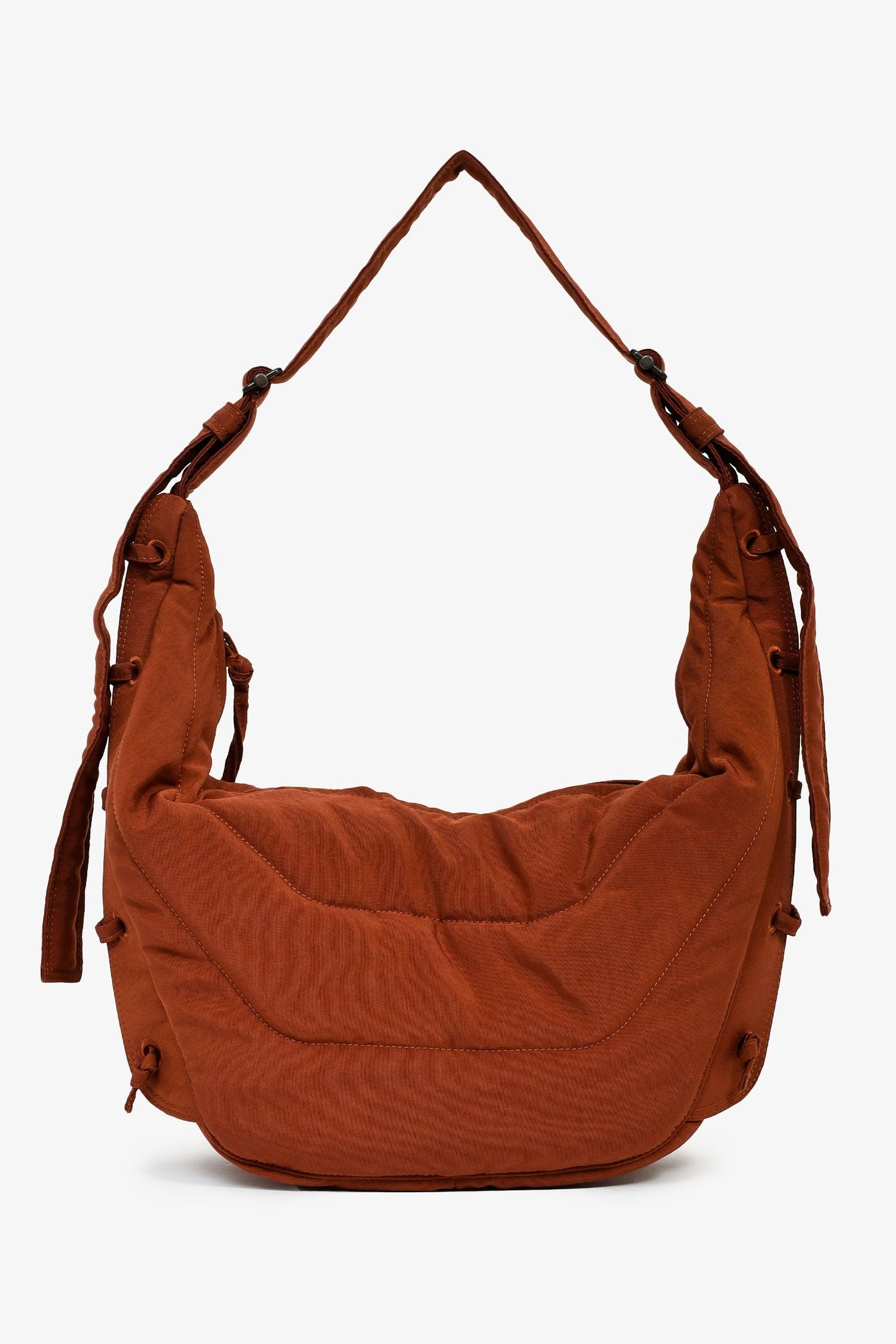 Lemaire Rust Brown Quilted Canvas Soft Game Medium Shoulder Bag