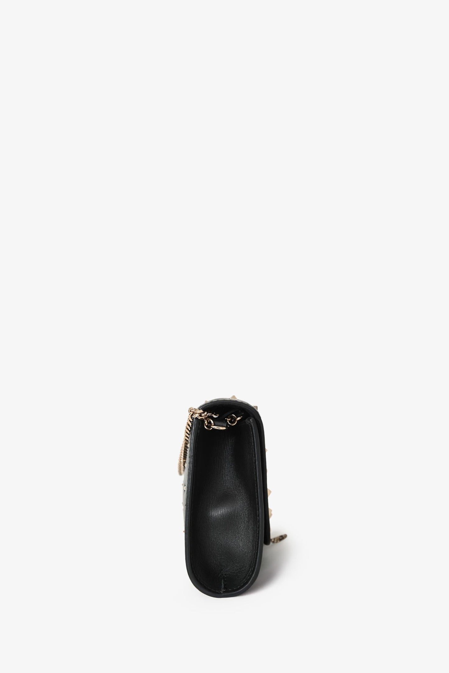 Valentino Black Leather Rockstud All Over Demilune Crossbody