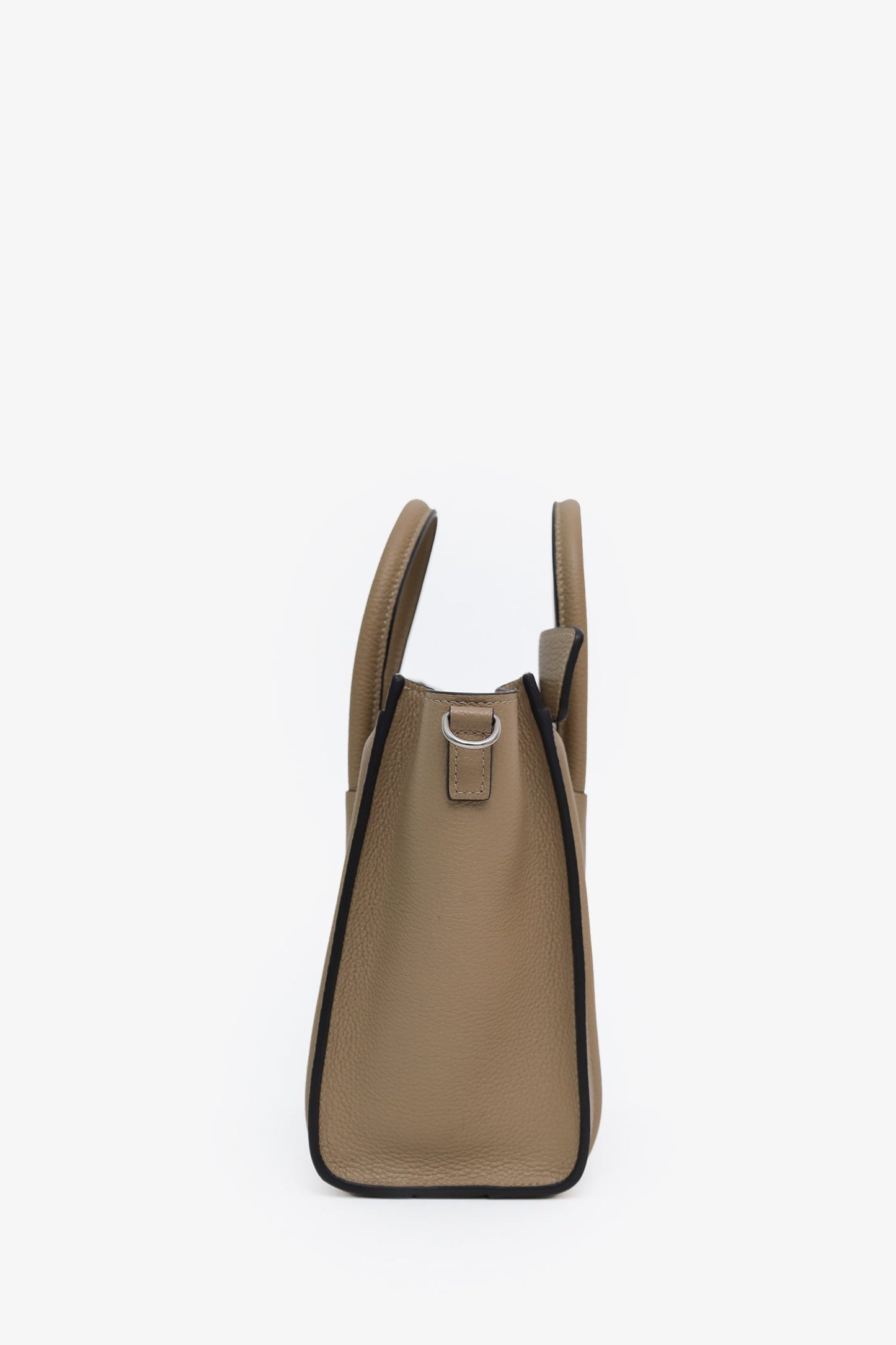 Celine Taupe Leather Nano Luggage Bag With Strap