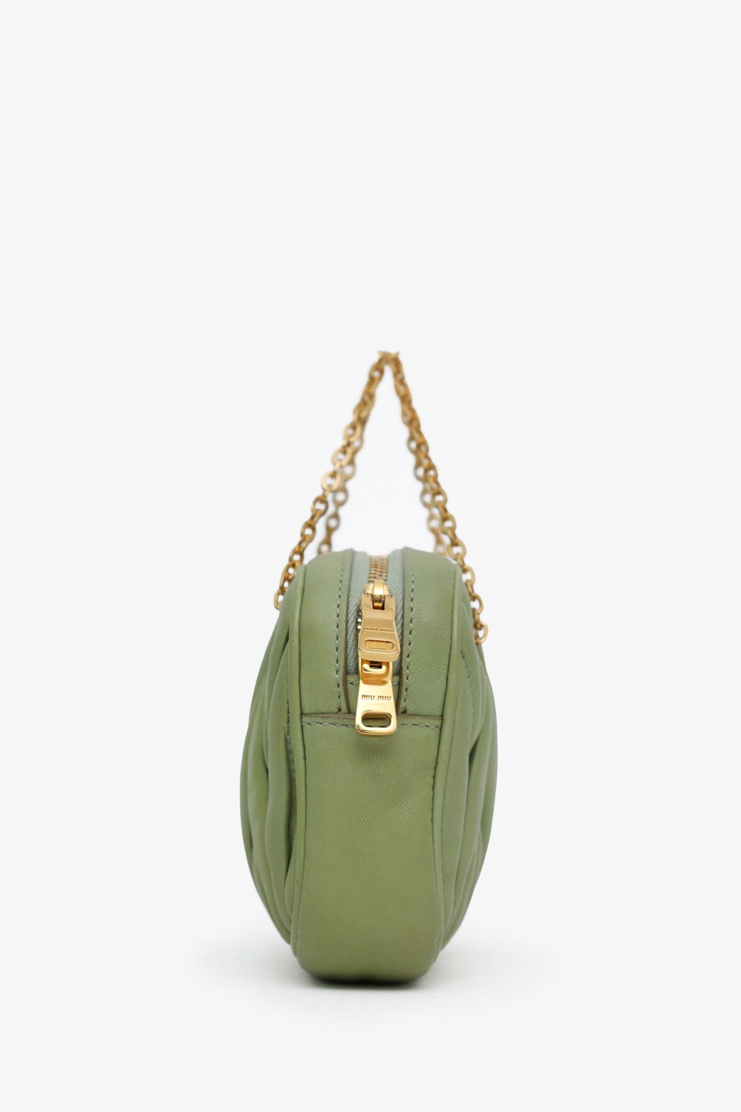 Miu Miu Green Matelassé Nappa Leather Mini Chain Bag