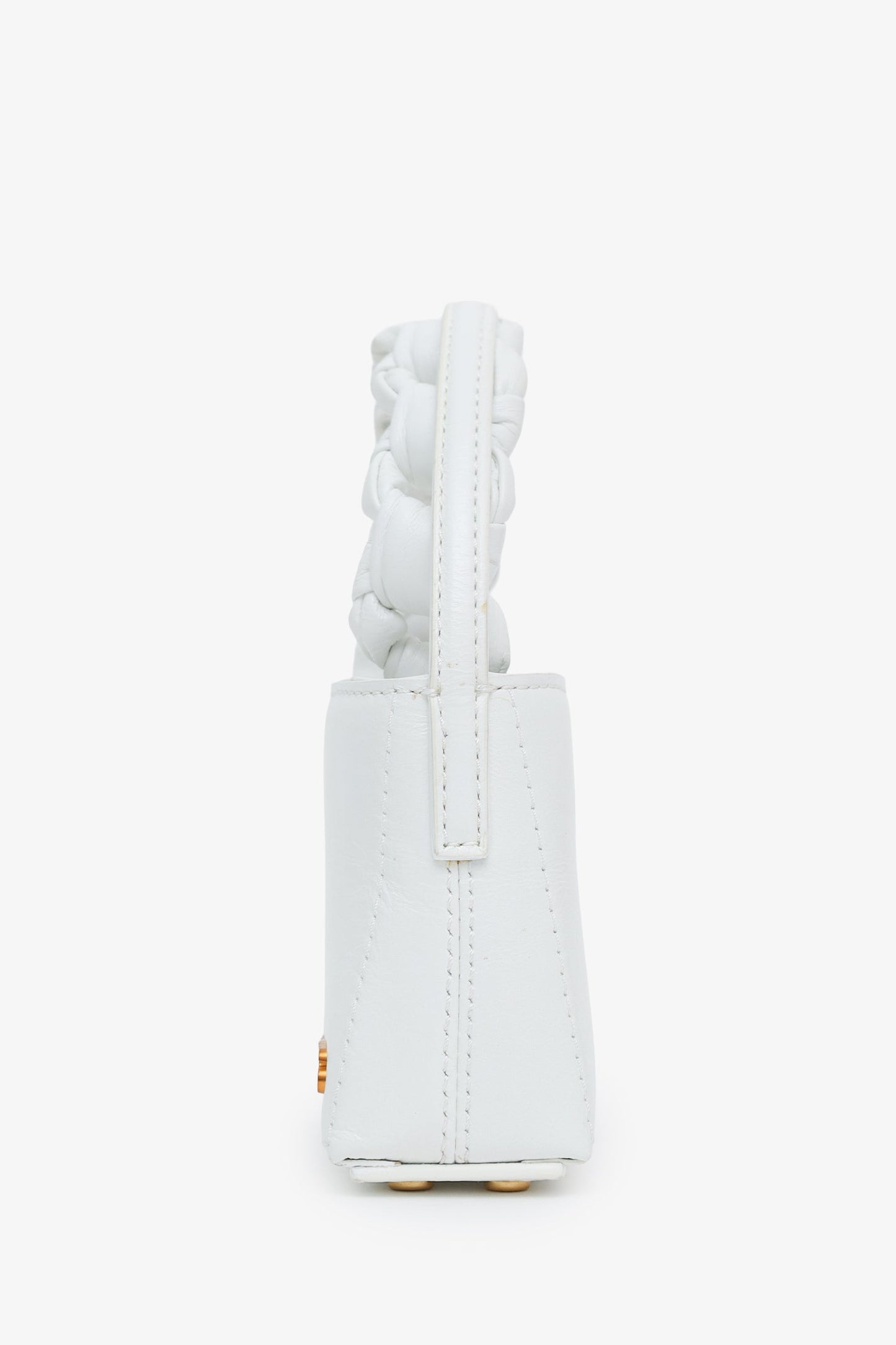 Jacquemus White Leather Braided Top Handle Micro Bag
