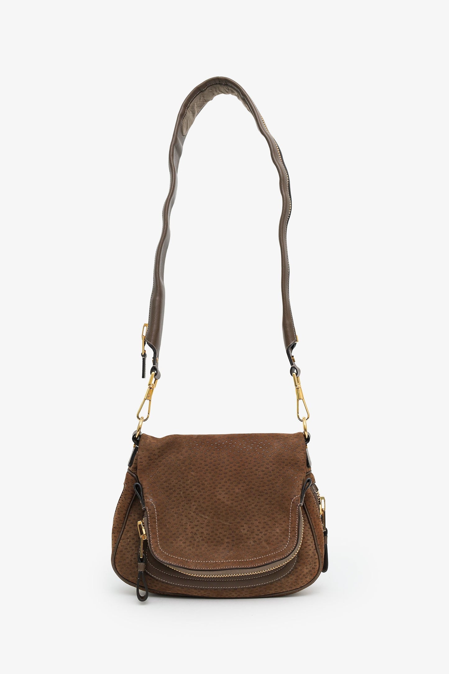 Tom Ford Brown Peccary Embossed Leather Medium Jennifer Shoulder Bag