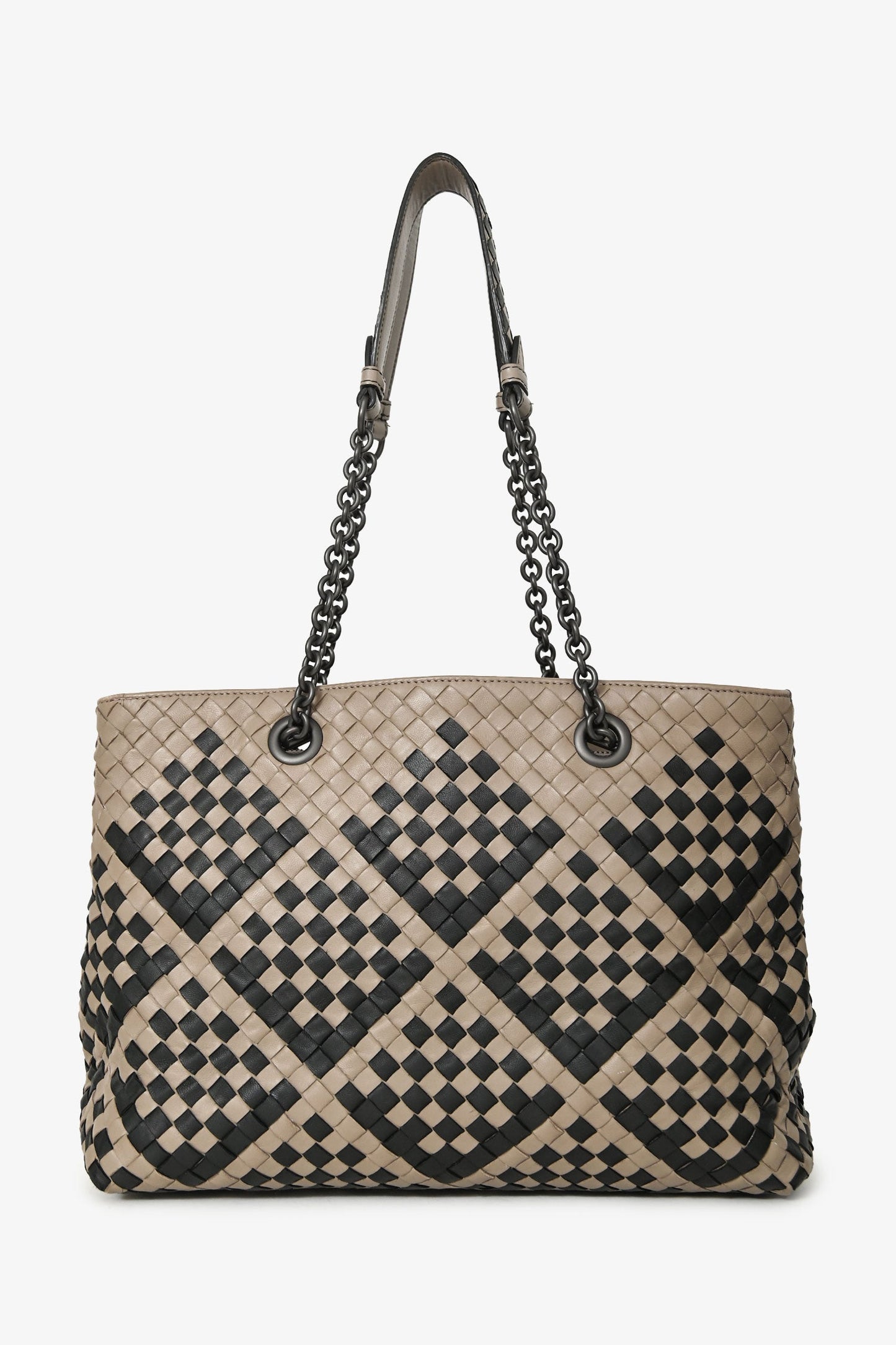 Bottega Veneta Beige/Black Intrecciato Medium Pavone Tote