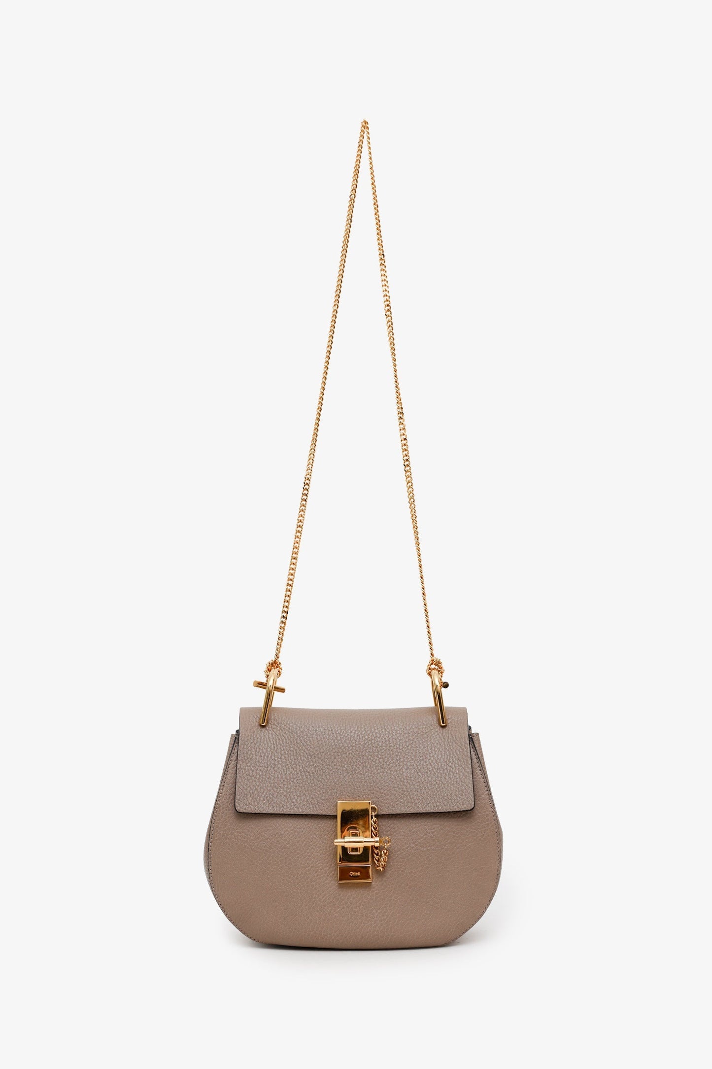 Chloe Taupe Grained Leather 'Drew' Crossbody Bag