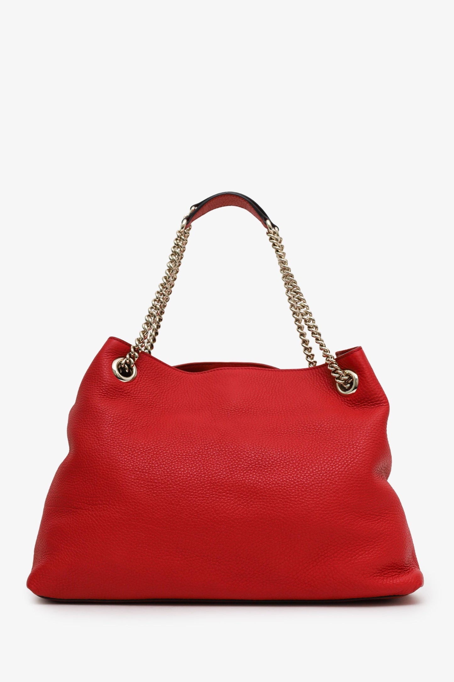 Gucci Red Leather Tassel Soho Chain Tote Bag