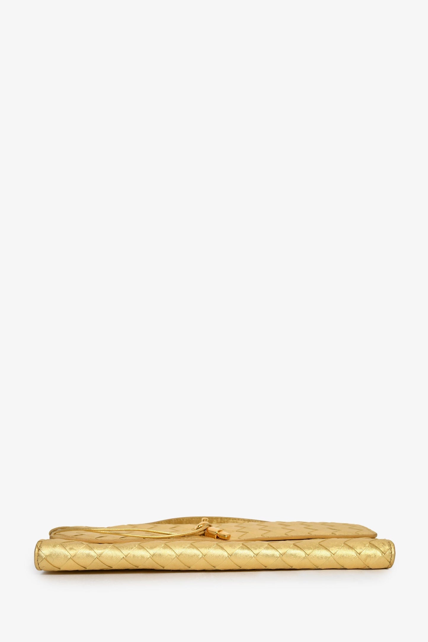 Bottega Veneta Gold Intrecciato Leather Andiamo Clutch