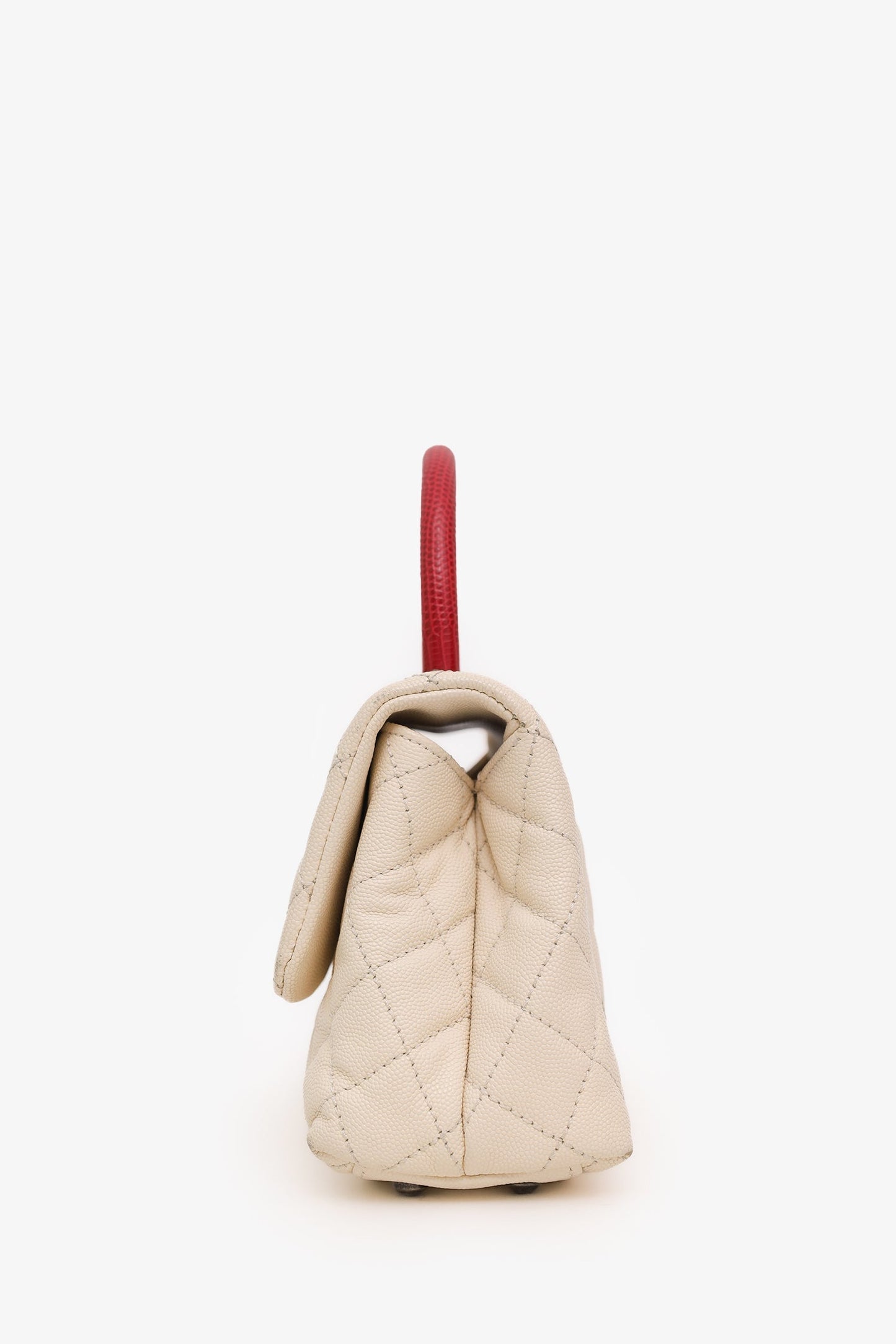 Chanel™ 2016-17 Cream Caviar Leather Quilted Mini Coco Top Handle No Strap