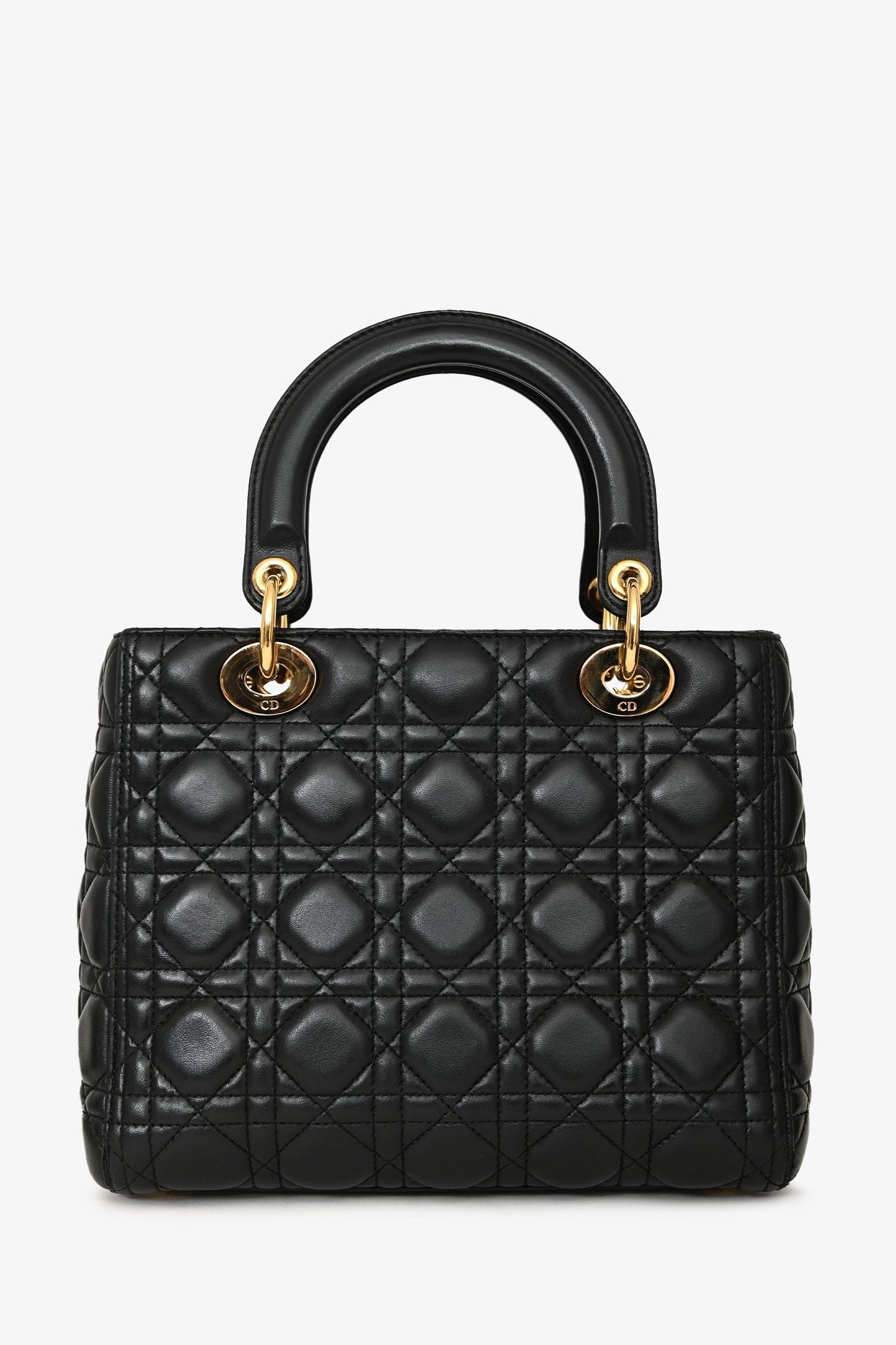 Christian Dior 2017 Black Nappa Leather Medium Lady Dior With Strap