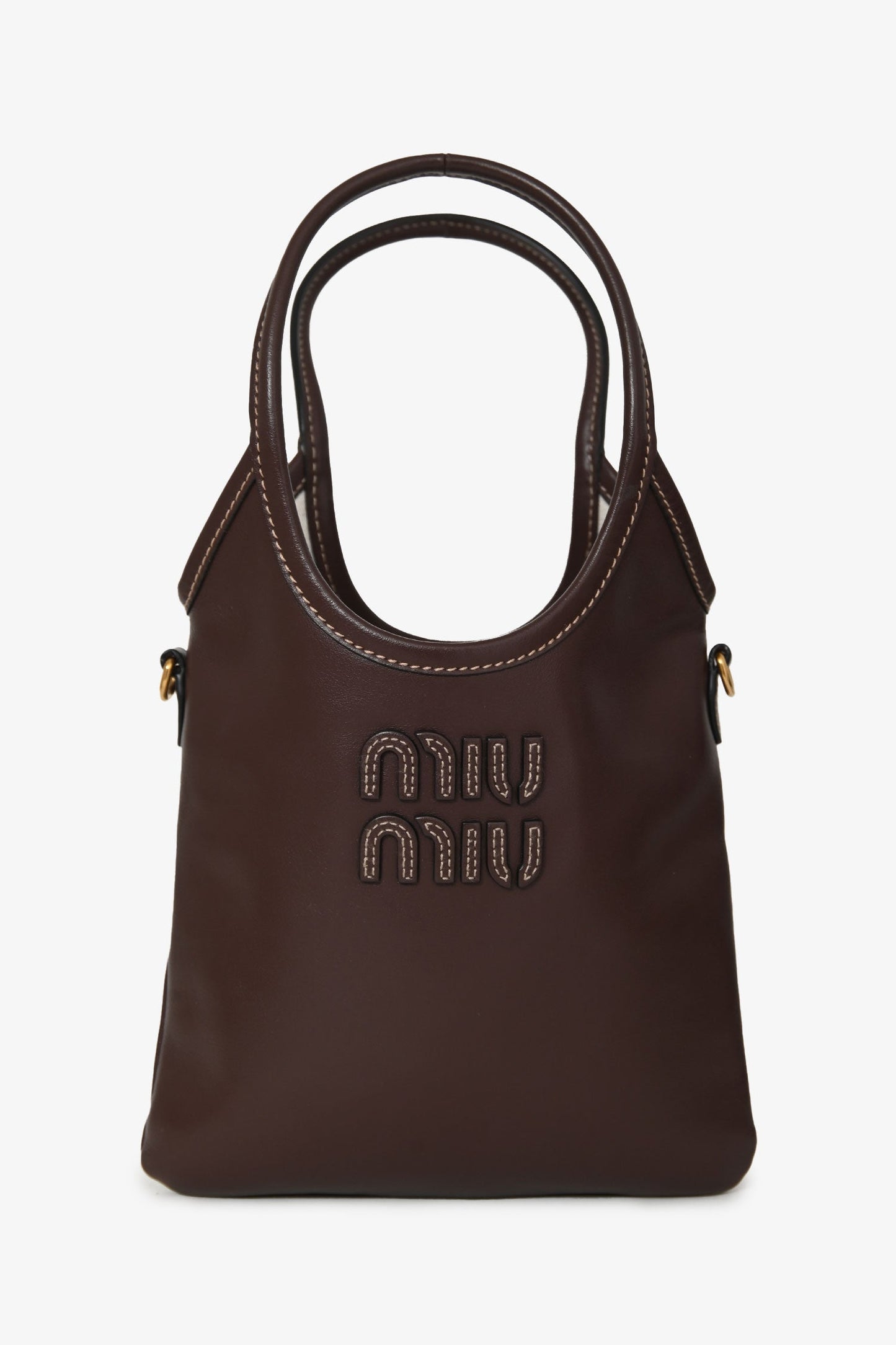 Miu Miu Brown Leather Mini Ivy Tote Bag