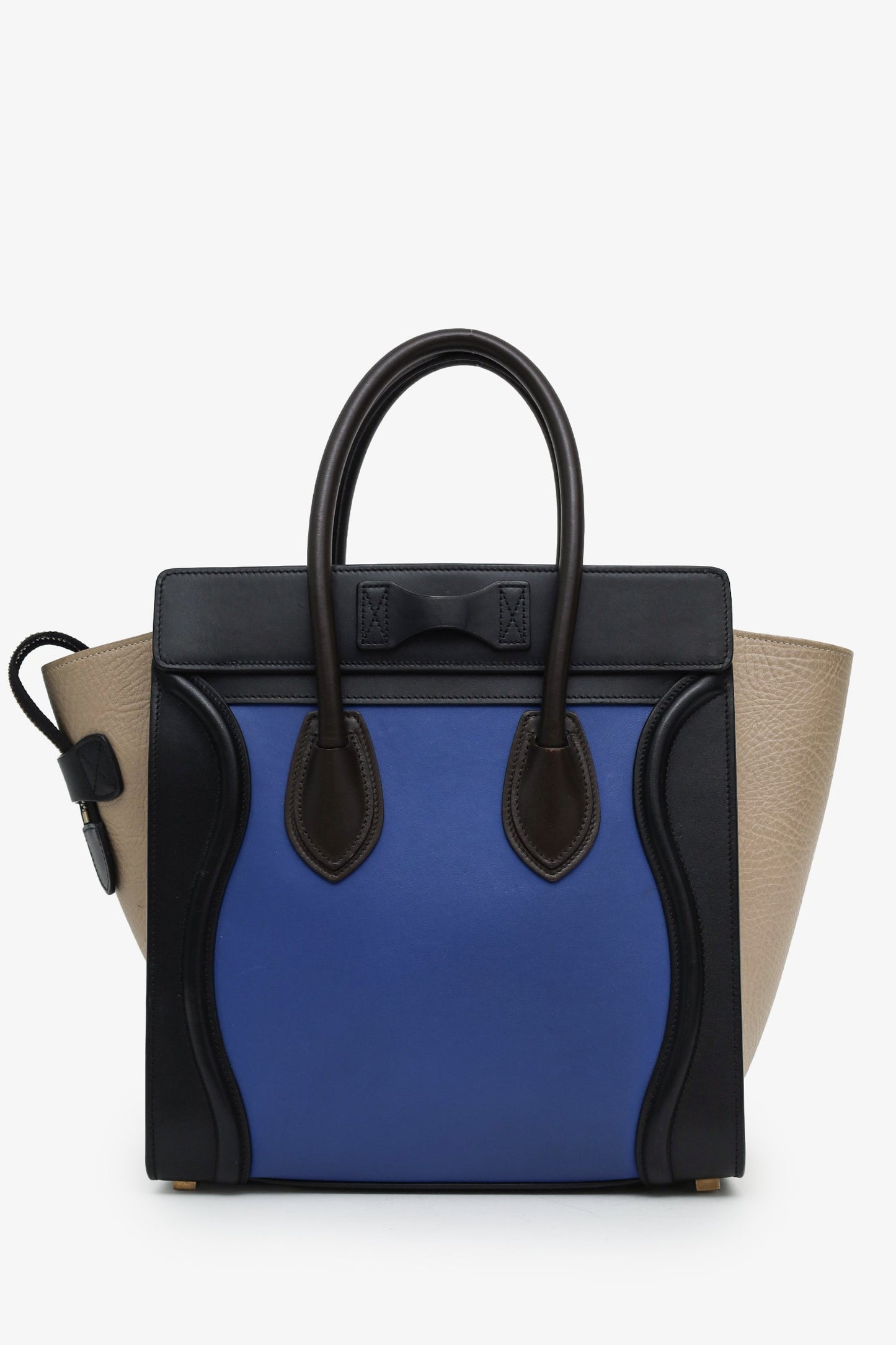 Celine Blue/Black/Beige Leather Micro Luggage Tote