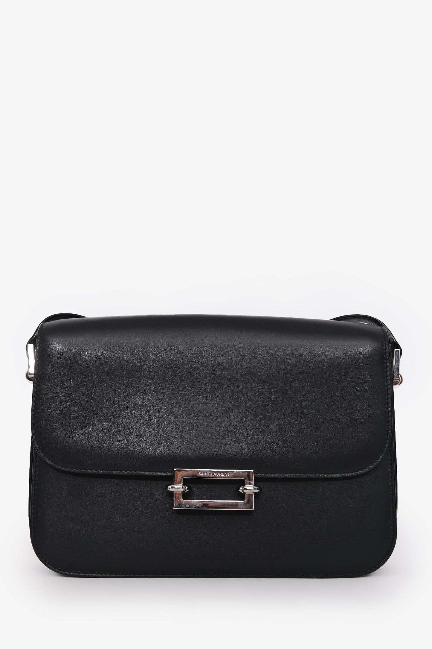 Saint Laurent 2021 Black Leather 'Fermoir' Flap Shoulder Bag