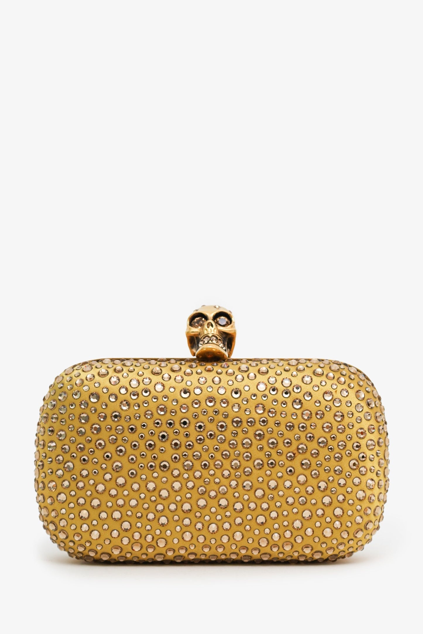 Alexander McQueen Gold Rhinestone Skull Clutch
