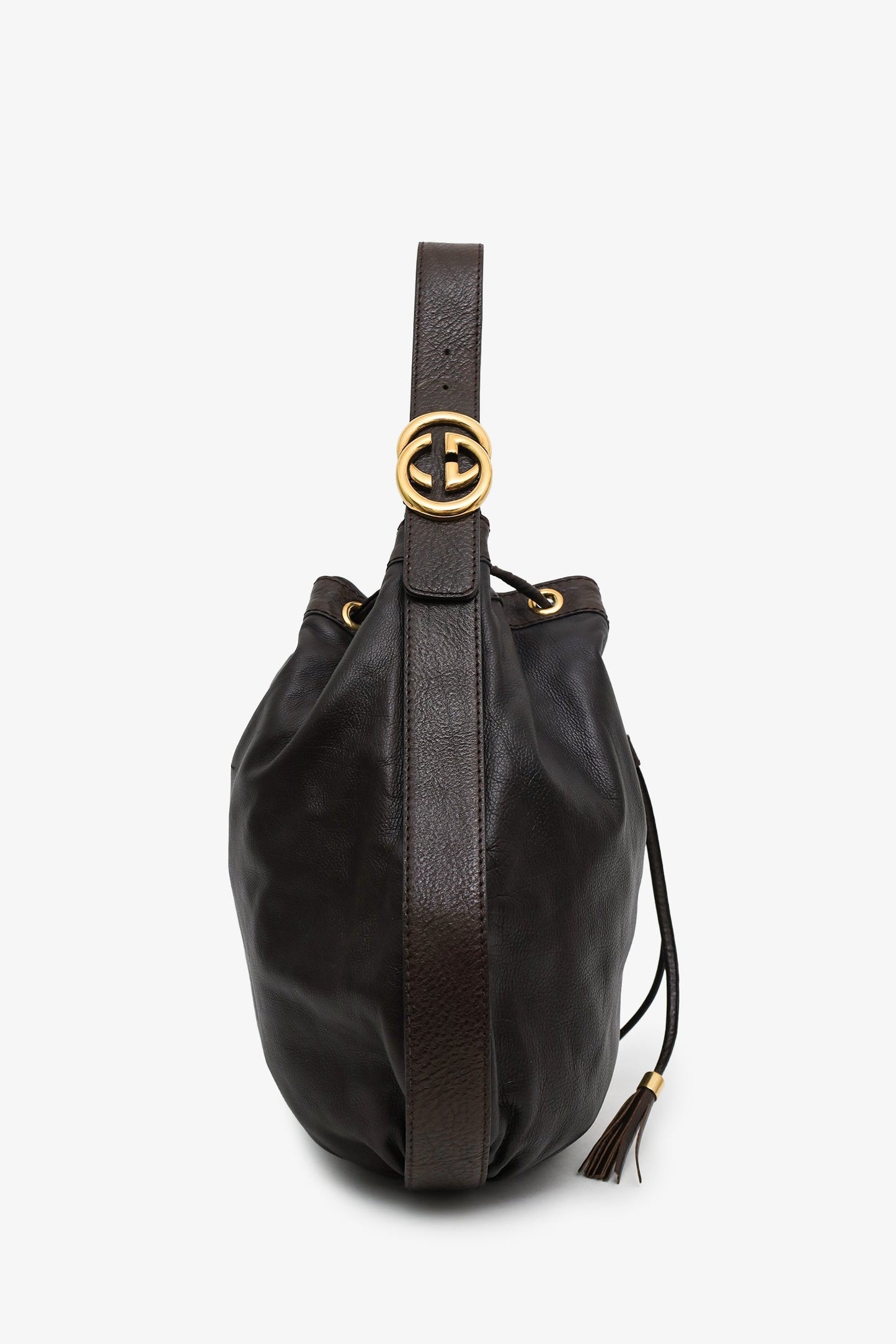 Gucci Brown Leather Medium Icon Hobo Bag
