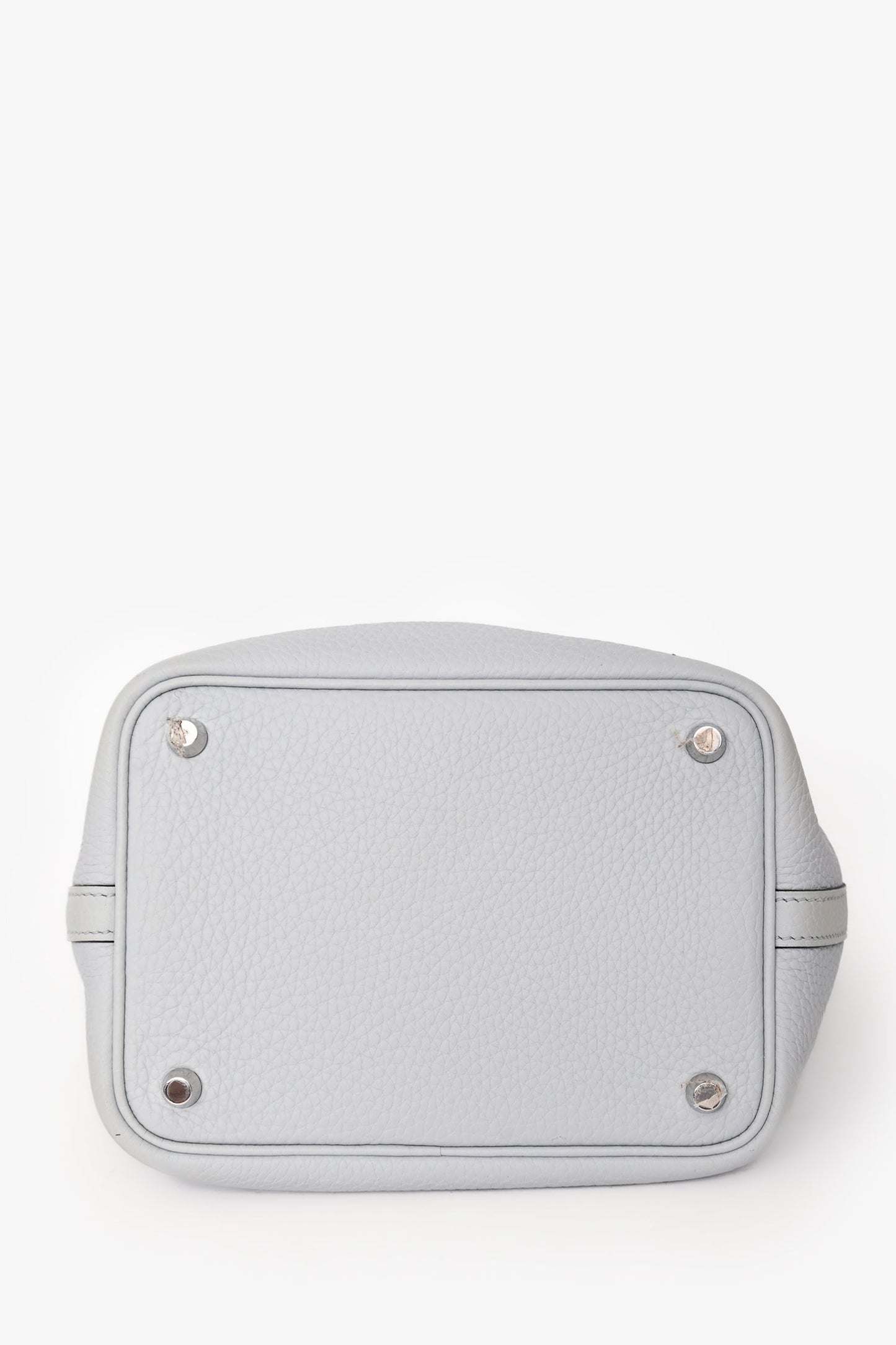 Hermès 2021 Pale Blue Clemence Leather Picotin 18 PHW