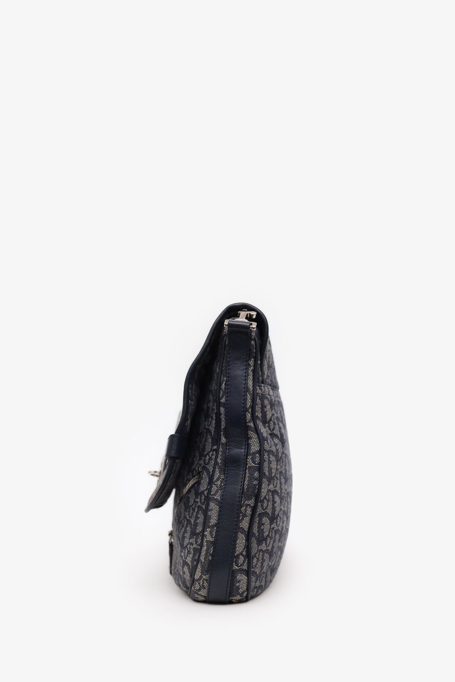 Christian Dior Navy Oblique Trotter Canvas Flap Crossbody Bag