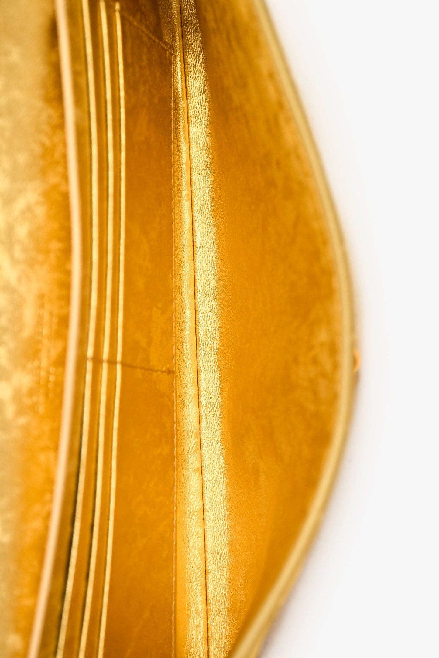 Bottega Veneta Gold Intrecciato Leather Andiamo Clutch