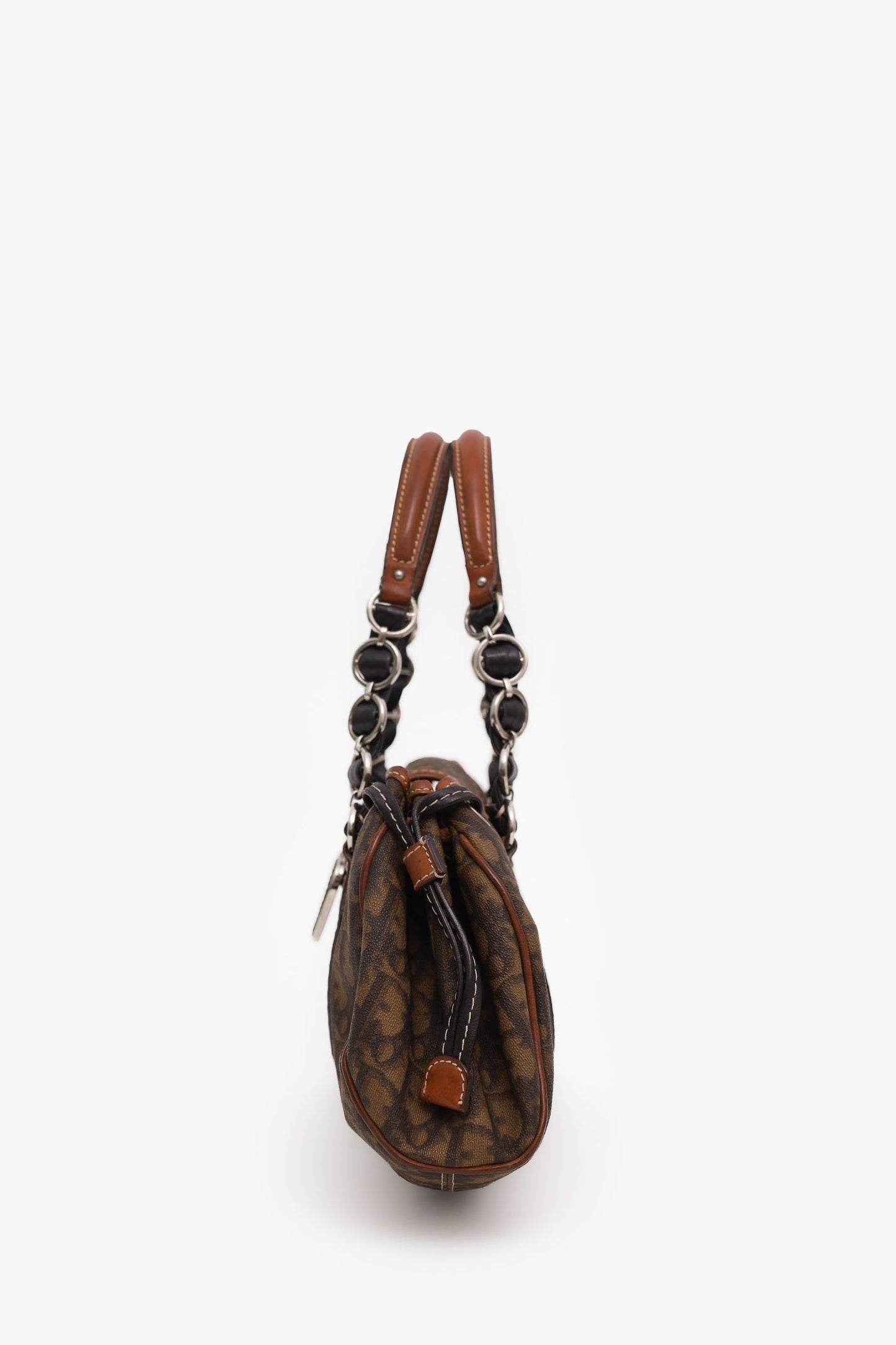 Christian Dior 2007 Brown Monogram Romantique Trotter Flap Bag